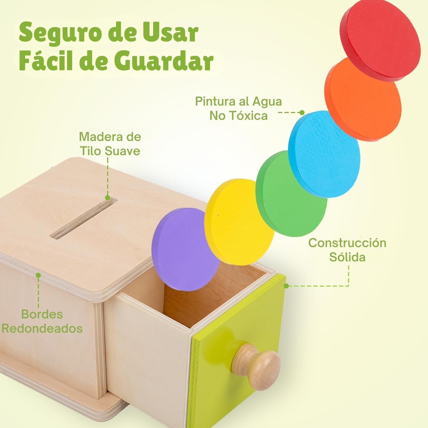 Detalle de Adena Montessori Coin Box wooden toy for 6‑12 months