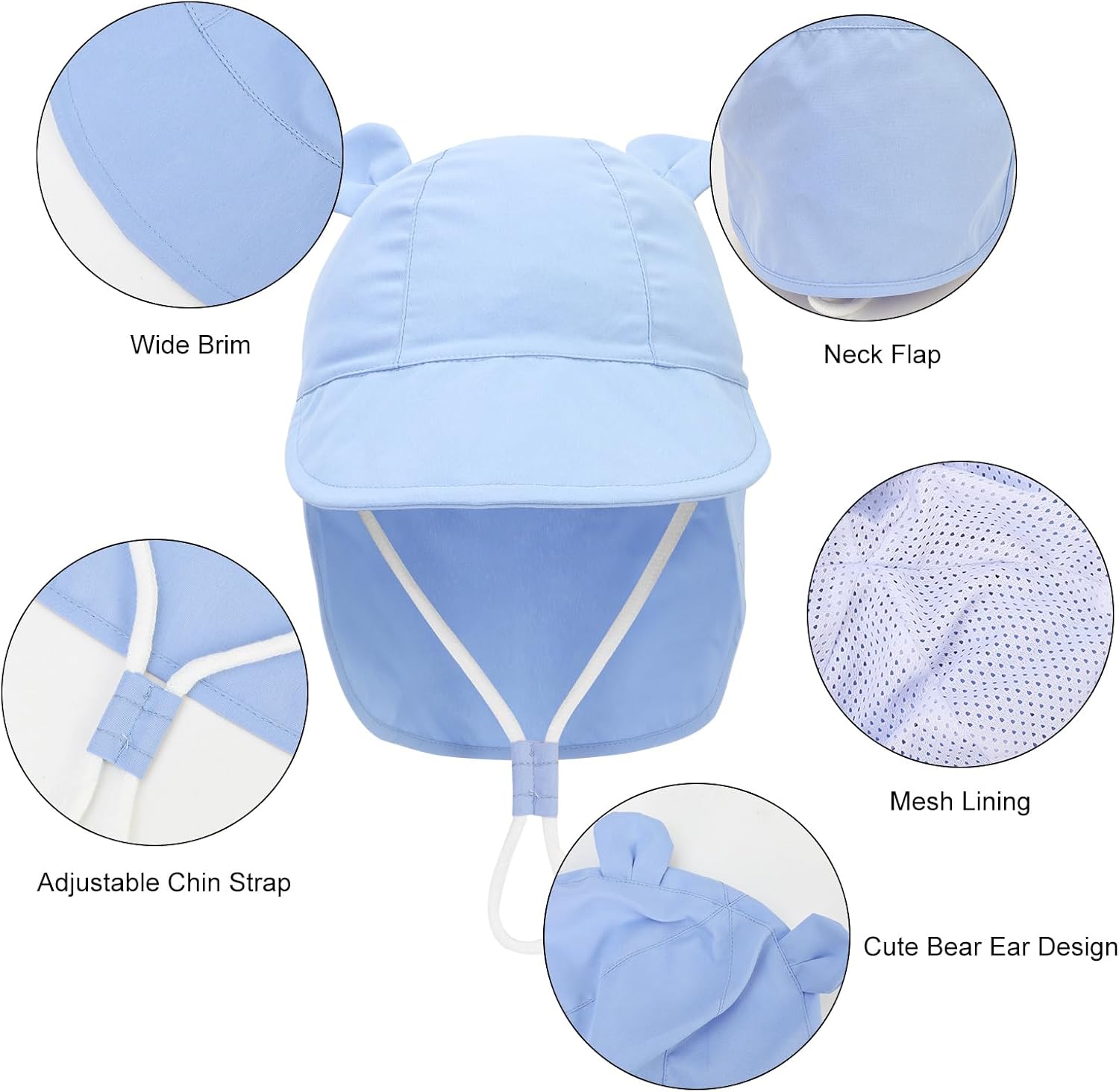 Detalle de Jupsk Baby Sun Hat Toddler Bucket Hat with Neck Protection UPF50 (1-4 Years)