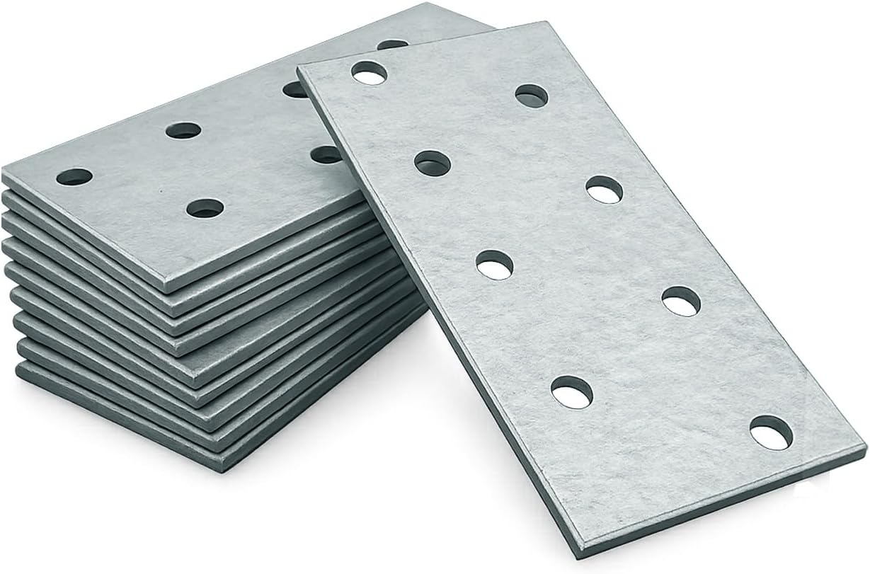 OMIDEAS 10 Flat Joining Plates (80 x 40 x 2mm) galvanised perforated timber connector