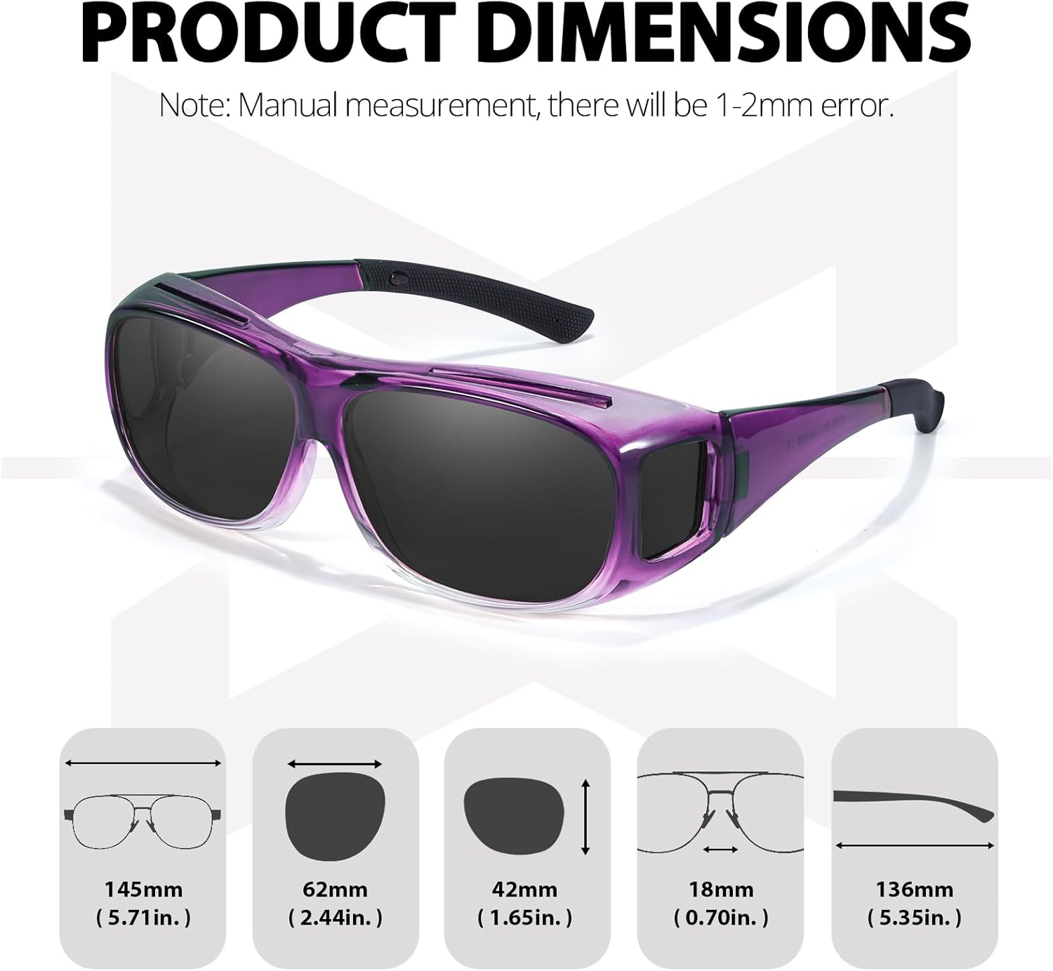 Thumbnail 4 de Myiaur over-glasses polarised wraparound sunglasses with UV400 protection