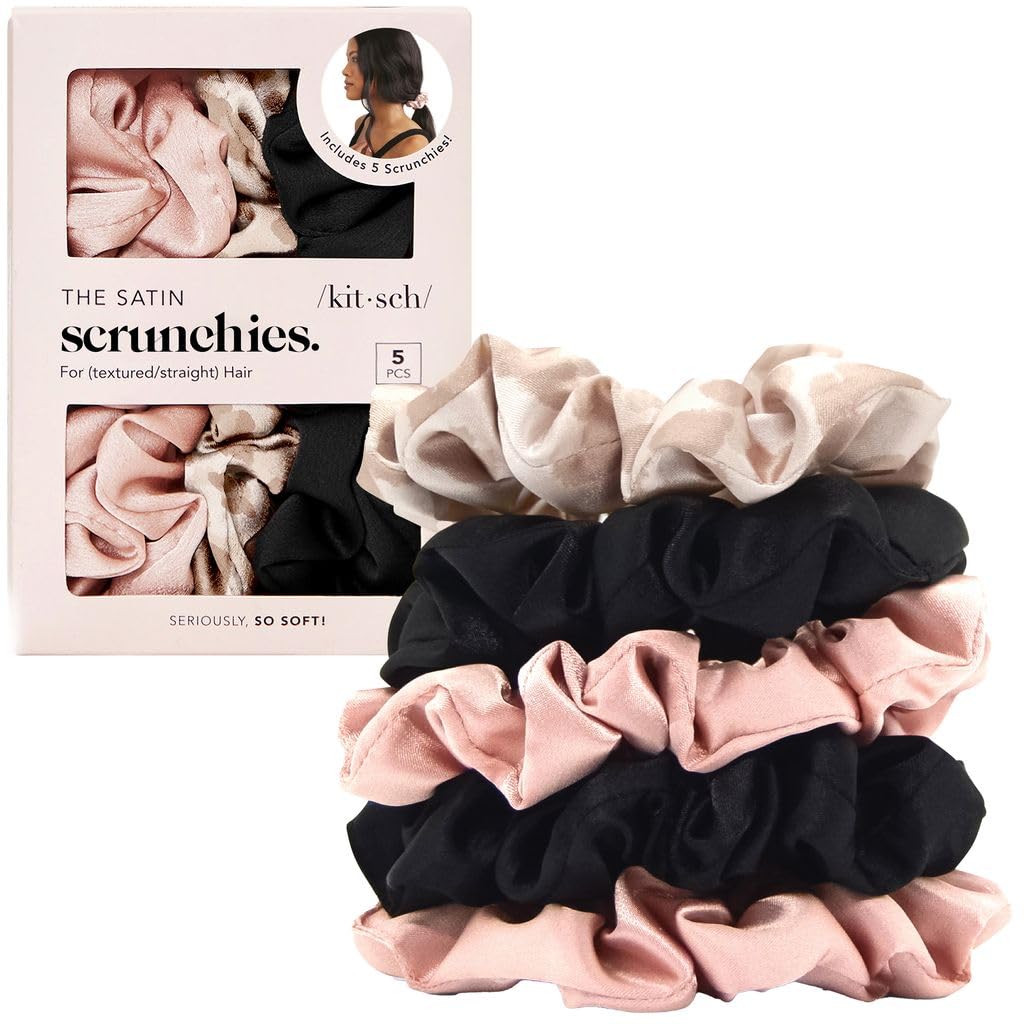 Kitsch Satin Haargummi Damen – Keine Knicke, Frizz‑Kontrolle | 5‑teiliges Set
