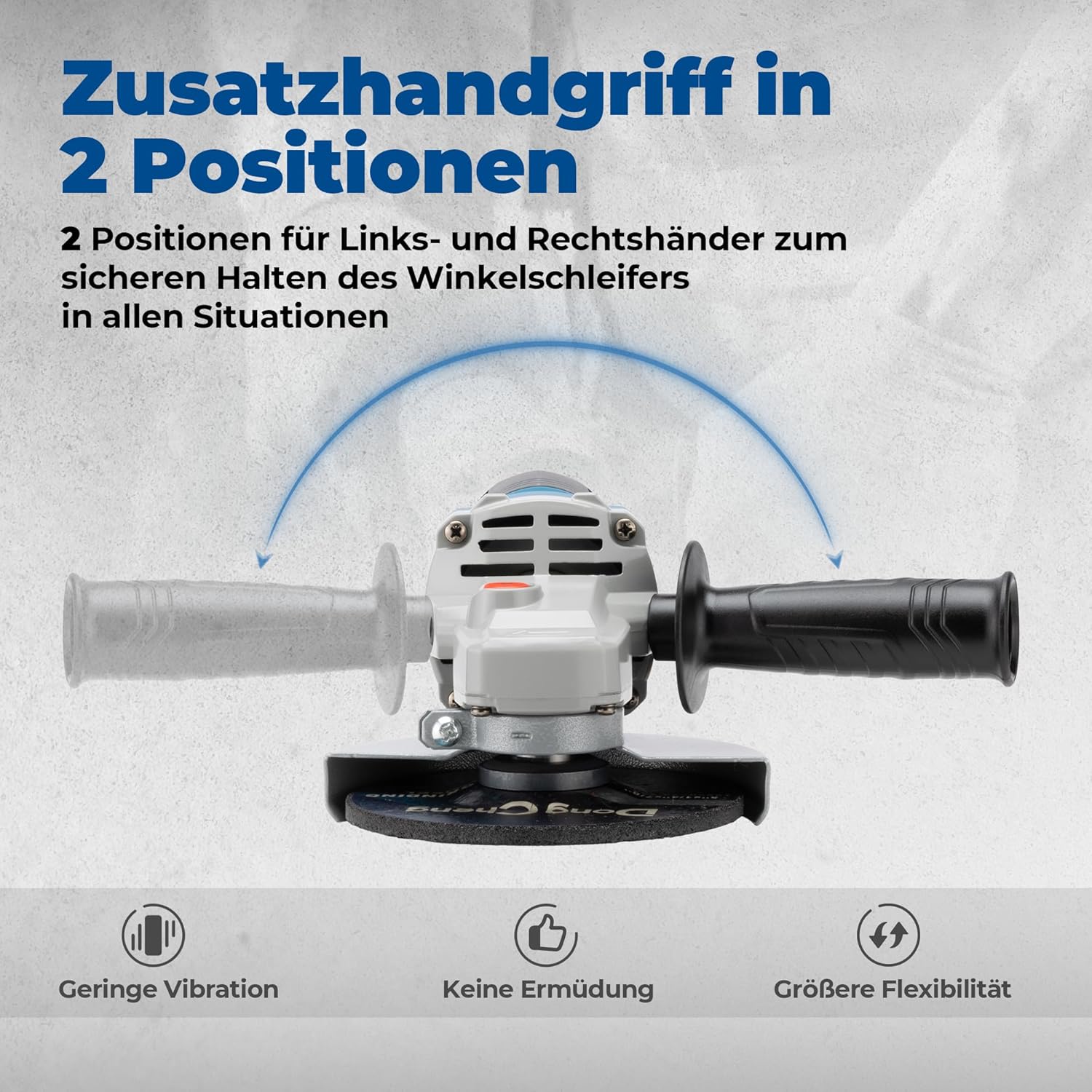 Detalle 2 de DongCheng Winkelschleifer 1100W, 125mm – kompakter Kraftpaket mit Schnellverschluss und umfangreichem Zubehör