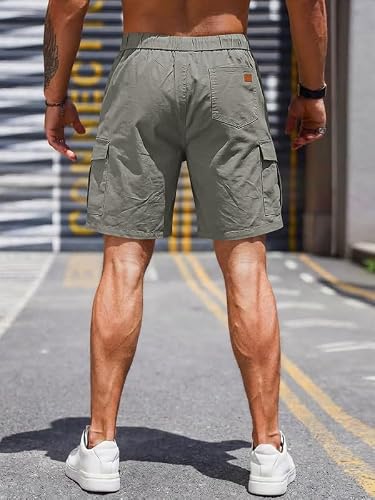 Detalle de Elegancity Kurze Cargo-Hose Herren – Grau, Regular Fit, Elastisch