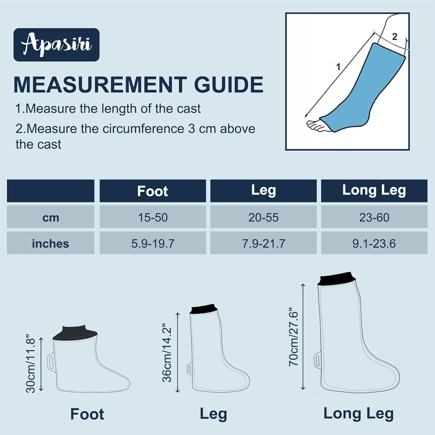 Thumbnail 6 de Apasiri Waterproof Cast Cover for Shower – Reusable Non-Latex Leg Cast Protector (Watertight Seal)