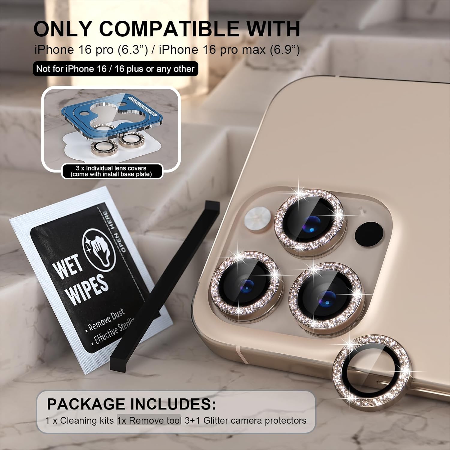 Detalle 2 de Choiche iPhone 16 Pro Camera Lens Protector 9H
