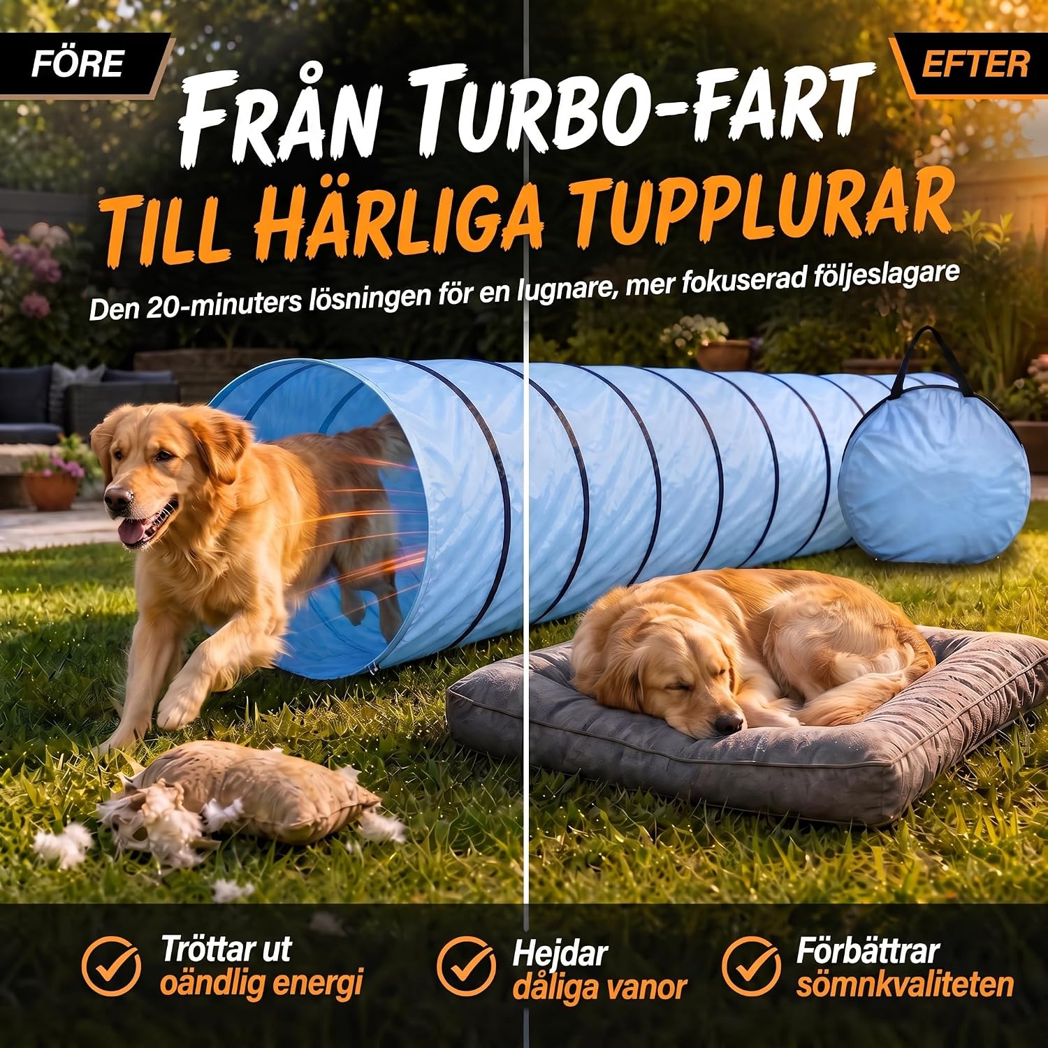 Thumbnail 4 de GOODS+GADGETS Agilitytunnel för hund, 500 x 60 cm, böjbar nylon