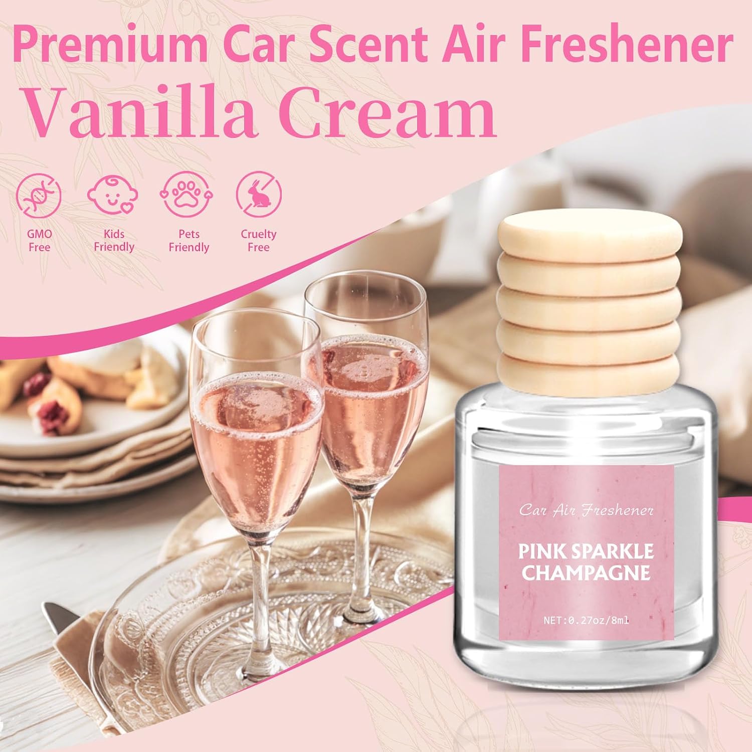 Detalle 2 de AROIC Car Air Freshener - Pink Sparkle Champagne Fragrance (6 Pack)