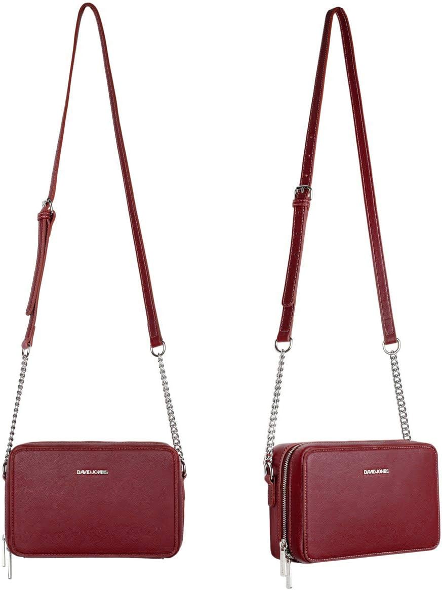 Thumbnail 3 de David Jones Petit sac bandoulière rectangulaire femme en cuir PU rigide rouge bordeaux