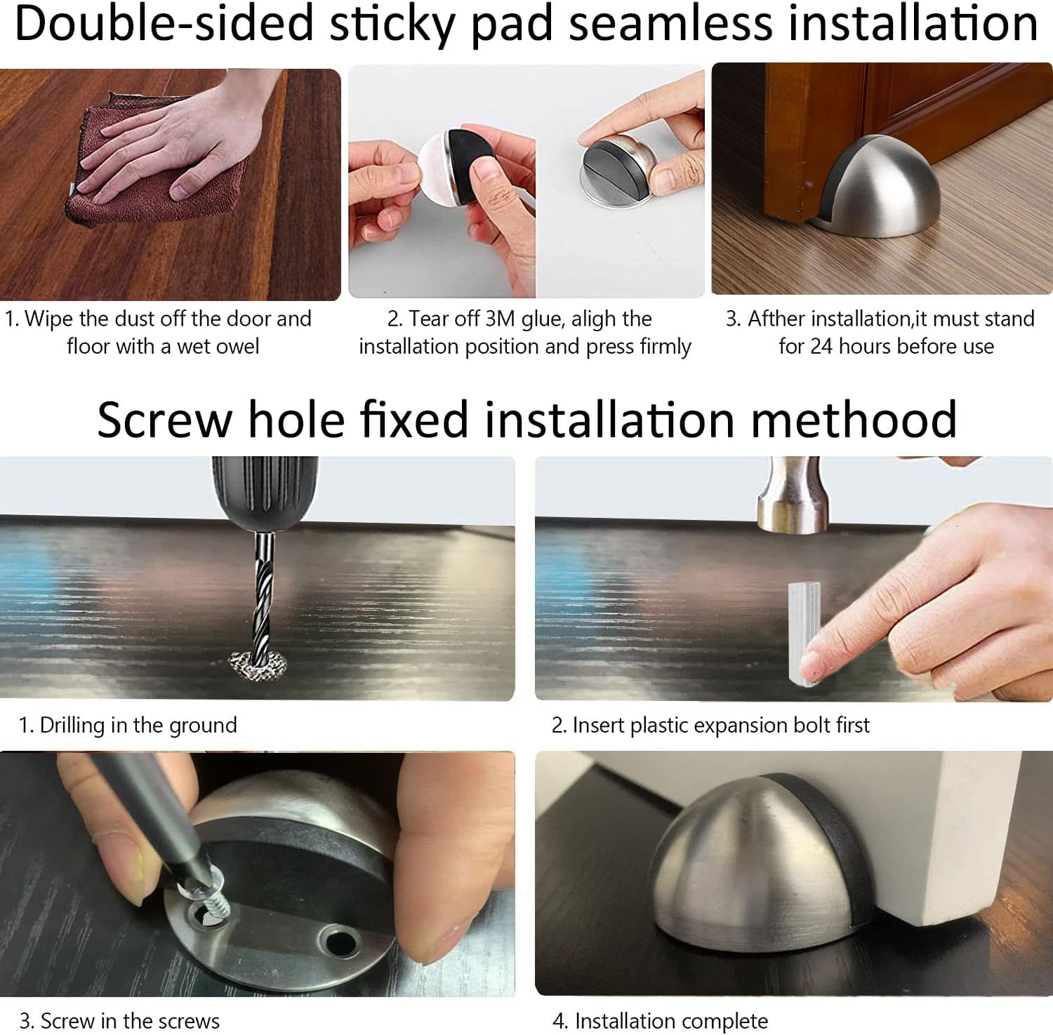 Detalle de Stainless steel floor door stoppers, 2 pack