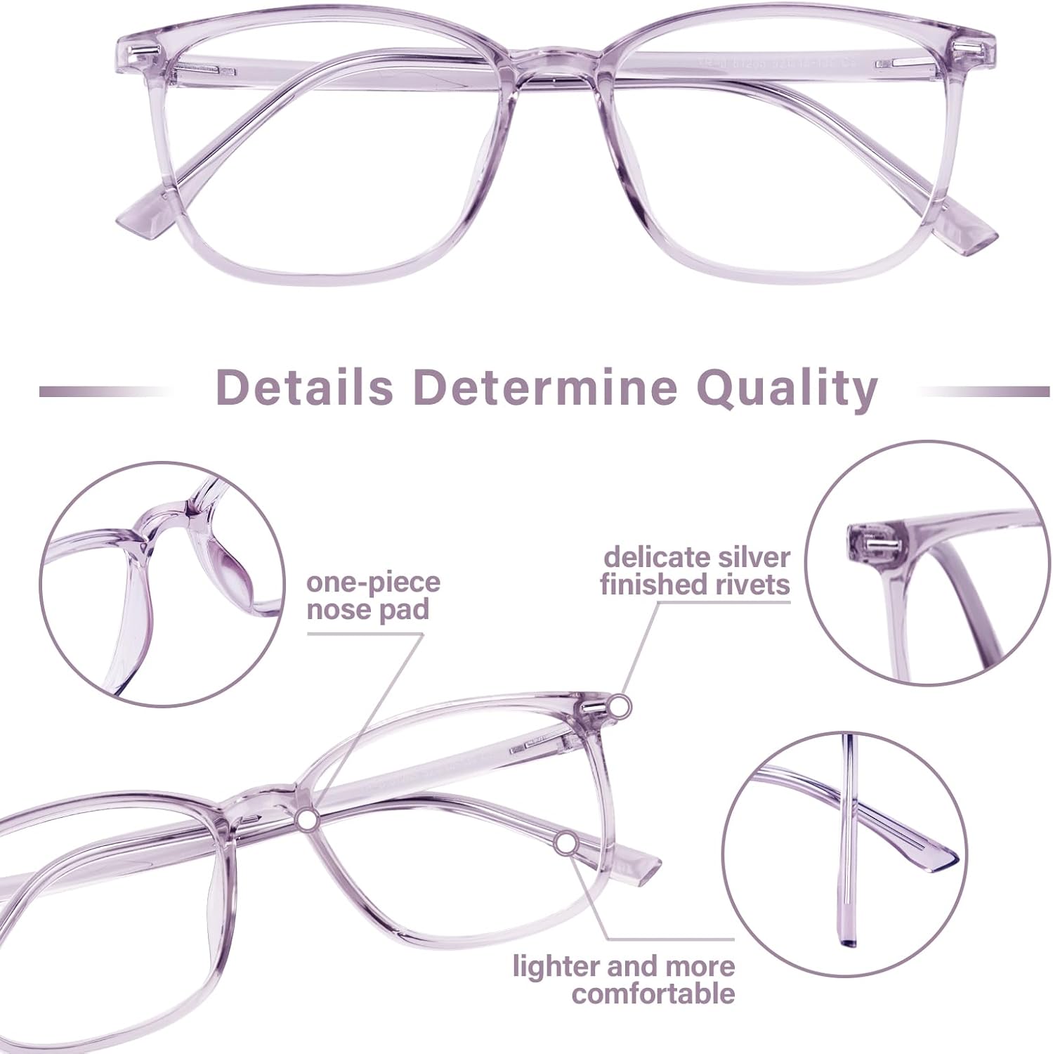 Thumbnail 1 de FONHCOO Blaulichtfilter Brille Damen TR90 – Leichte, sehstärkefreie Brille gegen Augenbelastung in Lila
