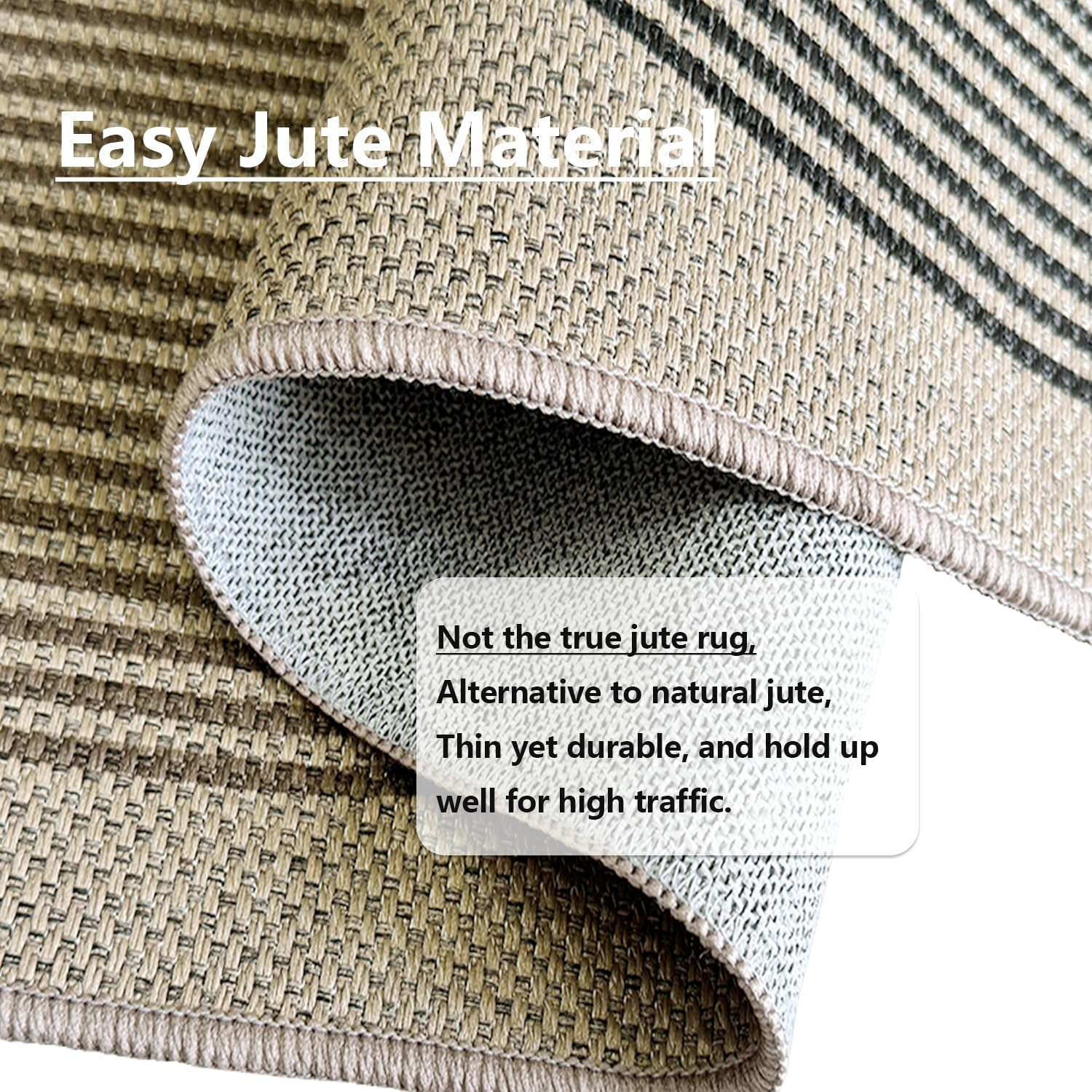 Thumbnail 1 de caknowow Boho Faux Jute Door Mat, 32 x 48 Inches, Washable and Non-Slip
