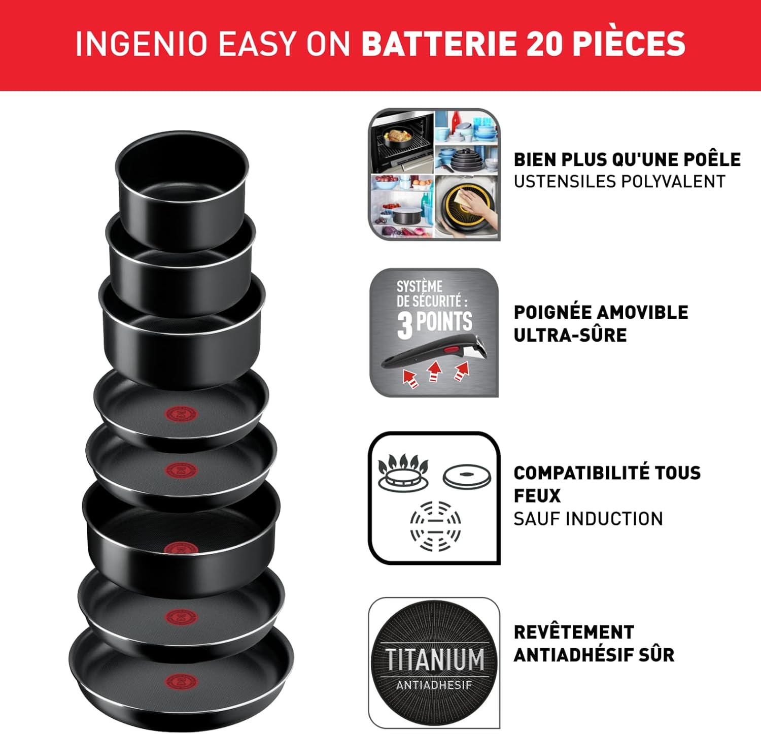 Detalle de Tefal Ingenio batterie de cuisine 20 pièces ⚙