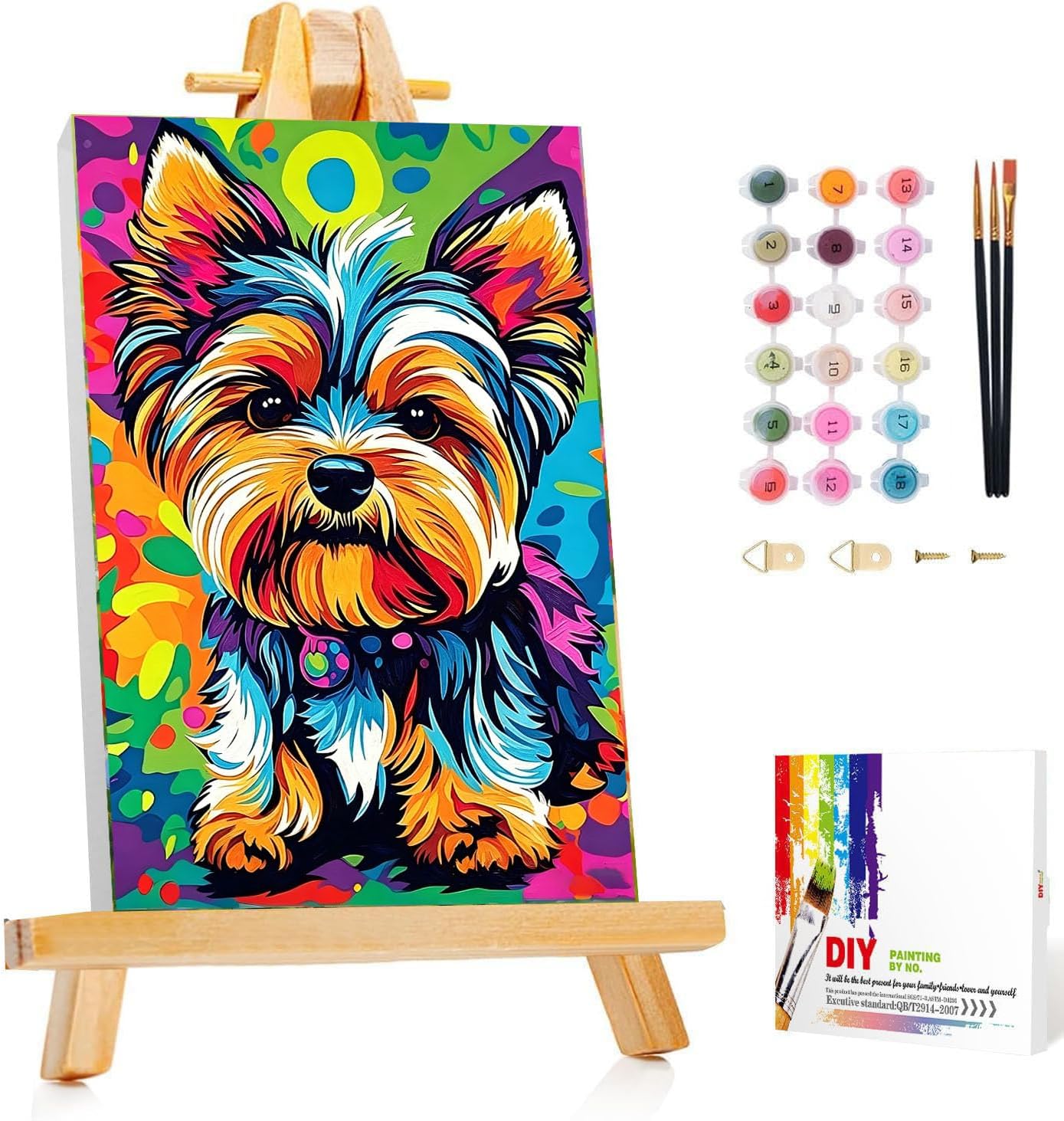 Detalle de Gemartmall Hund Malen nach Zahlen mit Rahmen und Staffelei – DIY Bastelset 20x30 cm