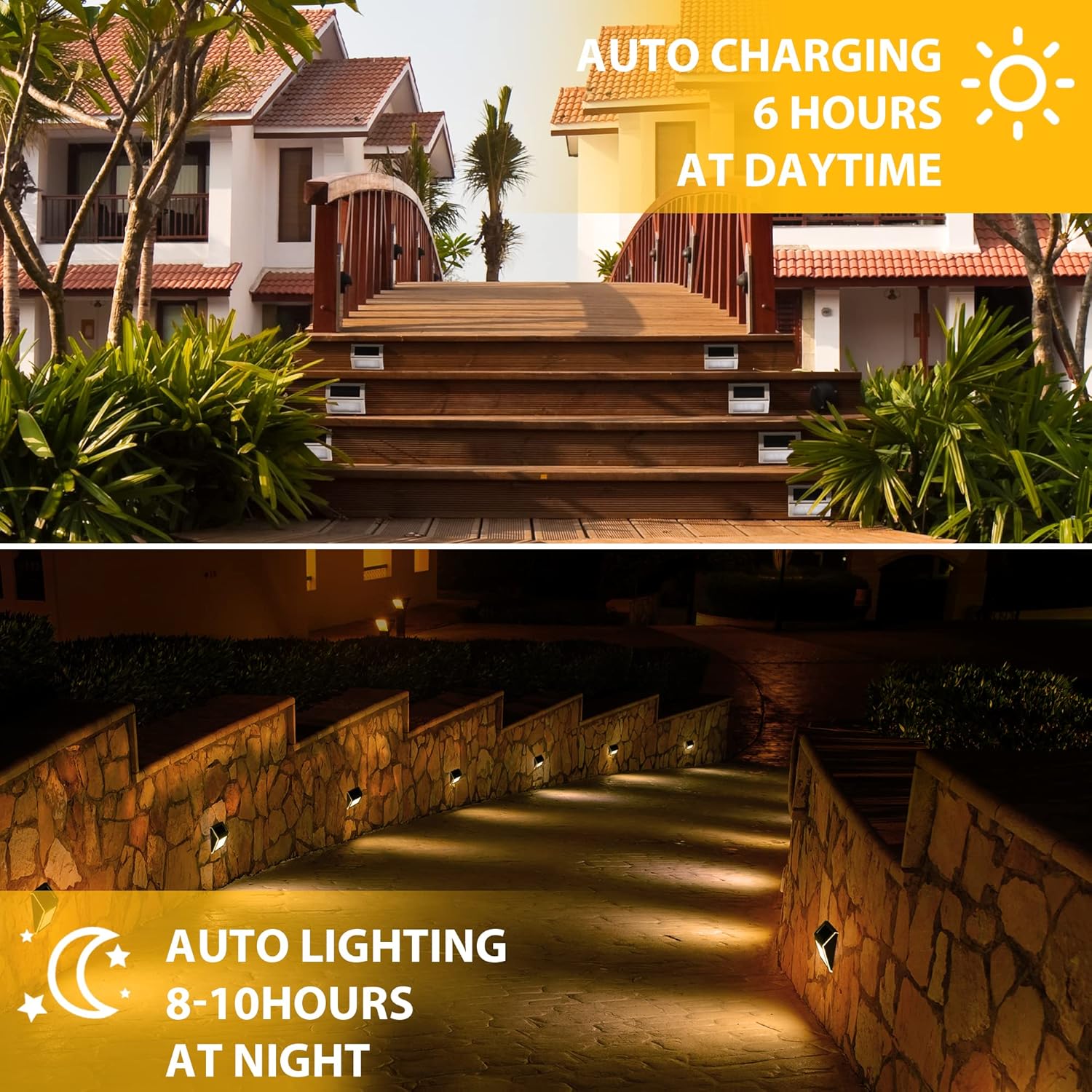 Thumbnail 2 de Solpex Solar Fence Lights Outdoor Garden (6 Pack) – Waterproof Stainless Steel Warm White LED Step Lights