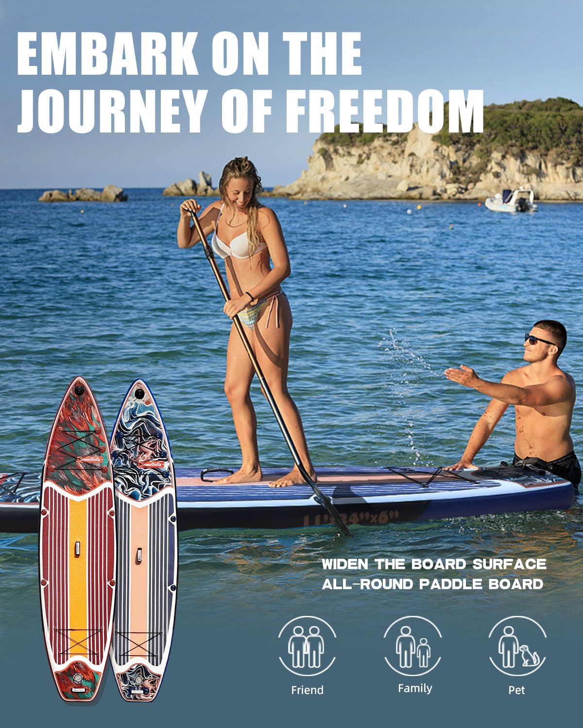 Detalle 2 de SamaDally Inflatable Stand Up Paddle Board — Ultra Stable Wide Design with Full Accessory Kit