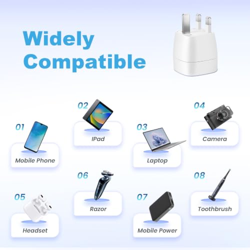 Thumbnail 5 de Vutizal Reiseadapter UK – 2er Pack Typ G (EU-Stecker zu Großbritannien)