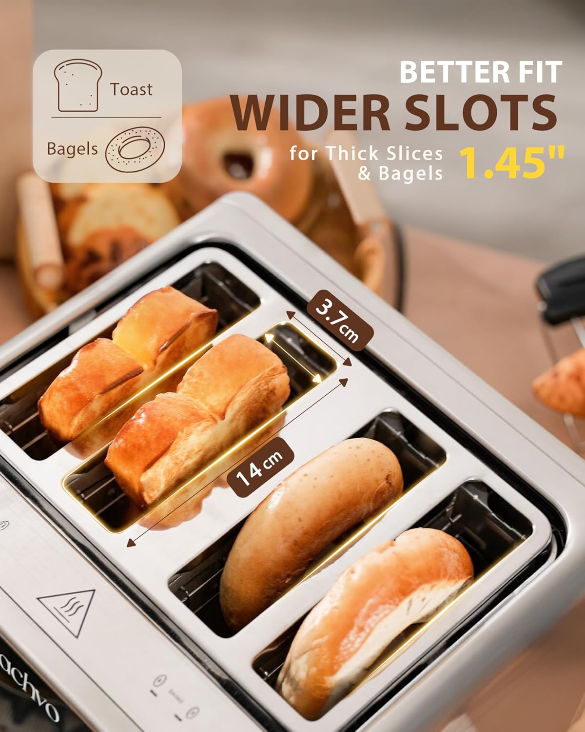 Detalle de ZACHVO 4 Slice Toaster 1.45" slots