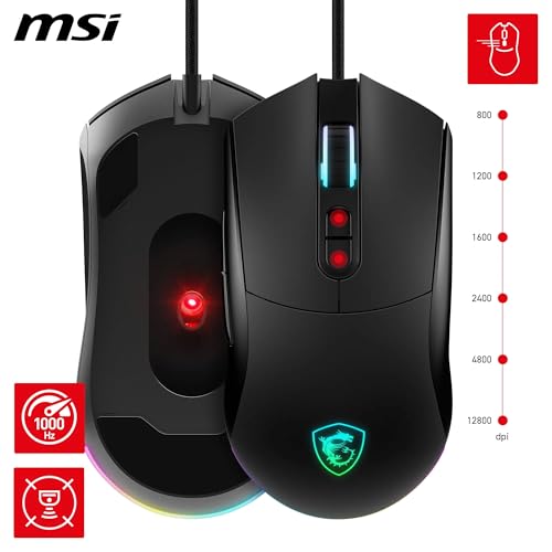 Detalle de MSI Forge GM320: Ratón gaming óptico simétrico, 12.800 DPI y 7 botones programables
