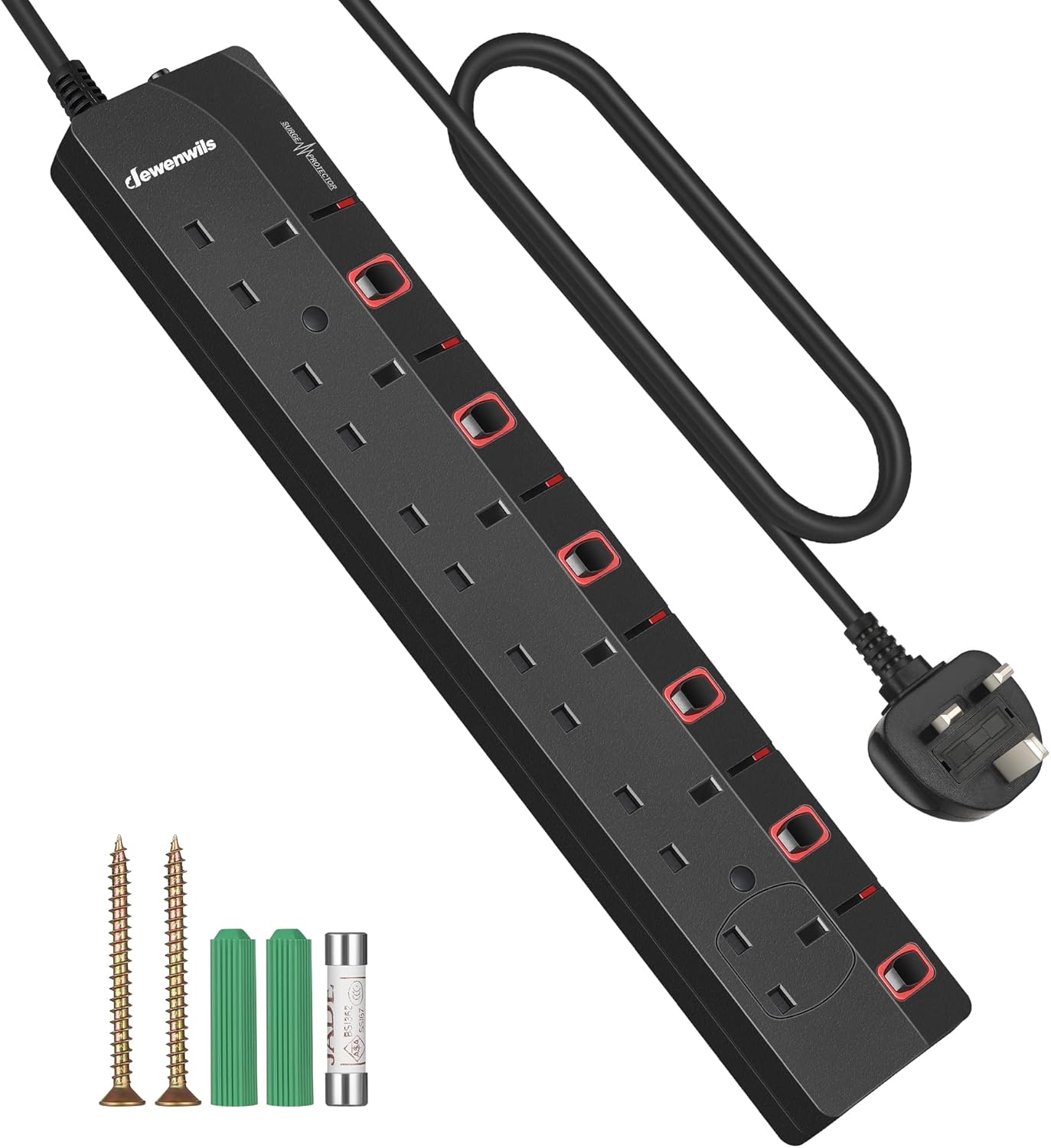 Detalle de DEWENWILS 6-Way Surge Protected Power Strip 3M ๐