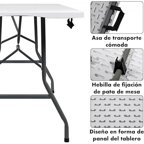 Thumbnail 3 de Mesa plegable camping y jardín 180x70 cm de T-LOVENDO.ES — resistente, portátil y versátil