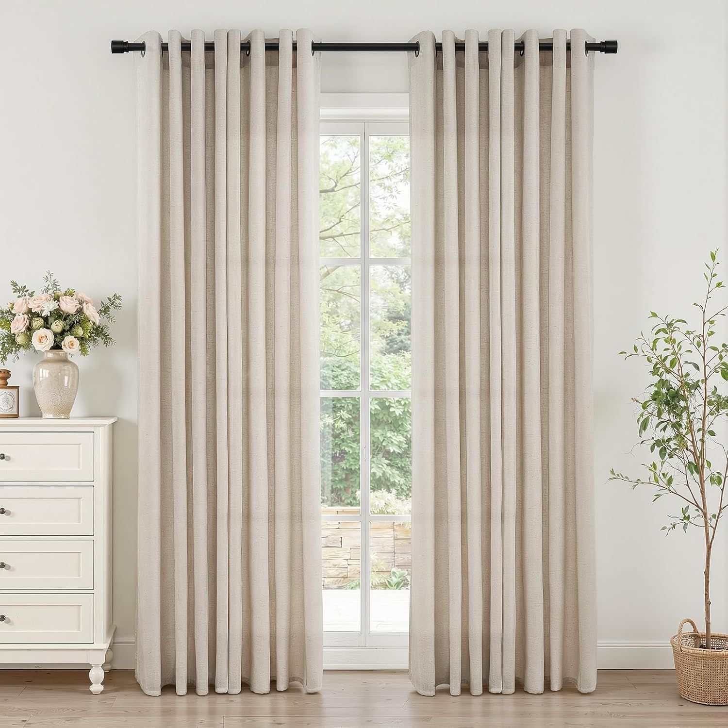 Detalle de Drapenova Sheer Curtain Linen-Blend Drapes, 84-Inch, Bronze Grommets