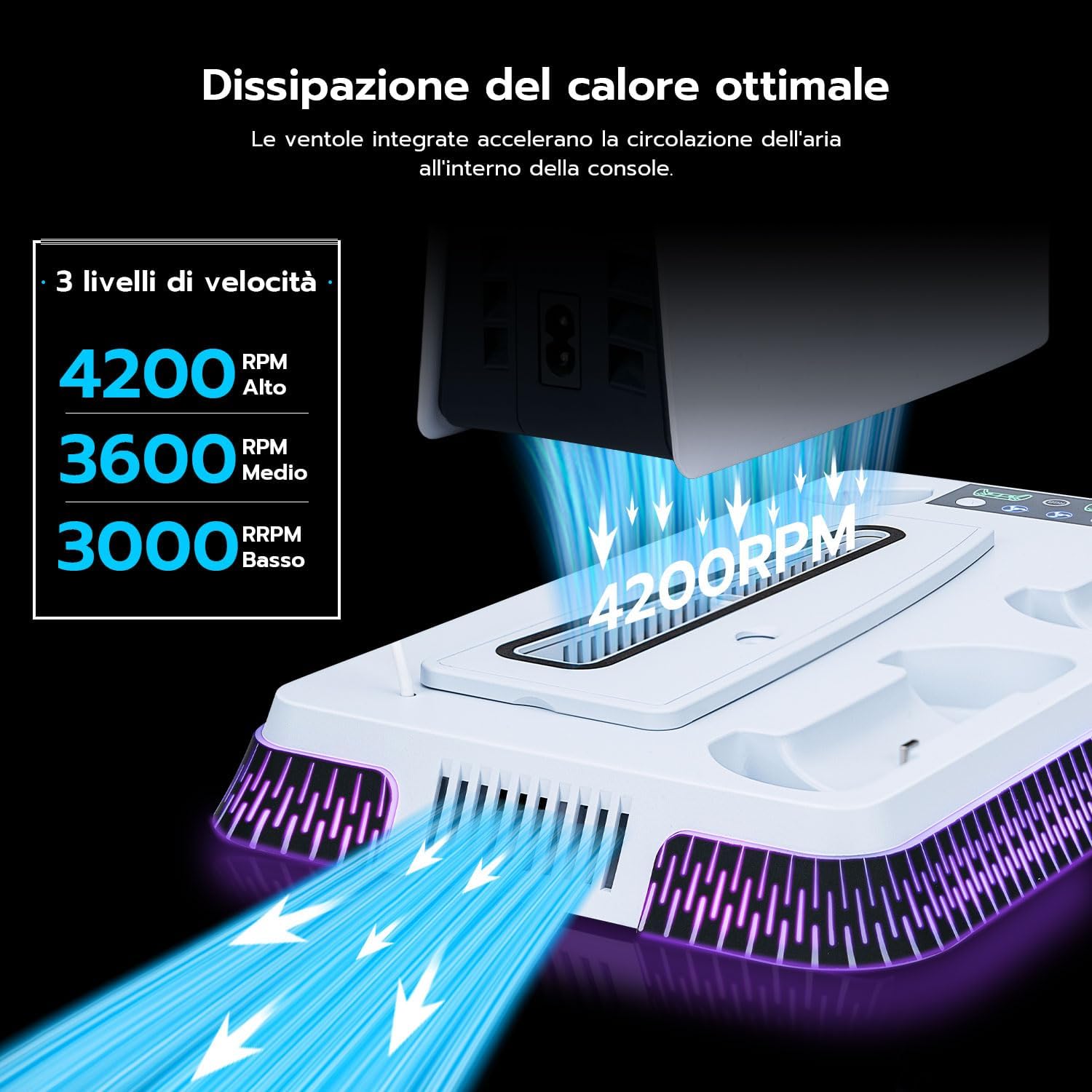 Thumbnail 3 de Wigearss Supporto Verticale PS5 con RGB e Ventola
