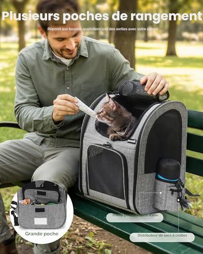 Thumbnail 7 de Percise Sac à Dos Chat/Chien Respirant Gris – Confort et ventilation pour petits animaux