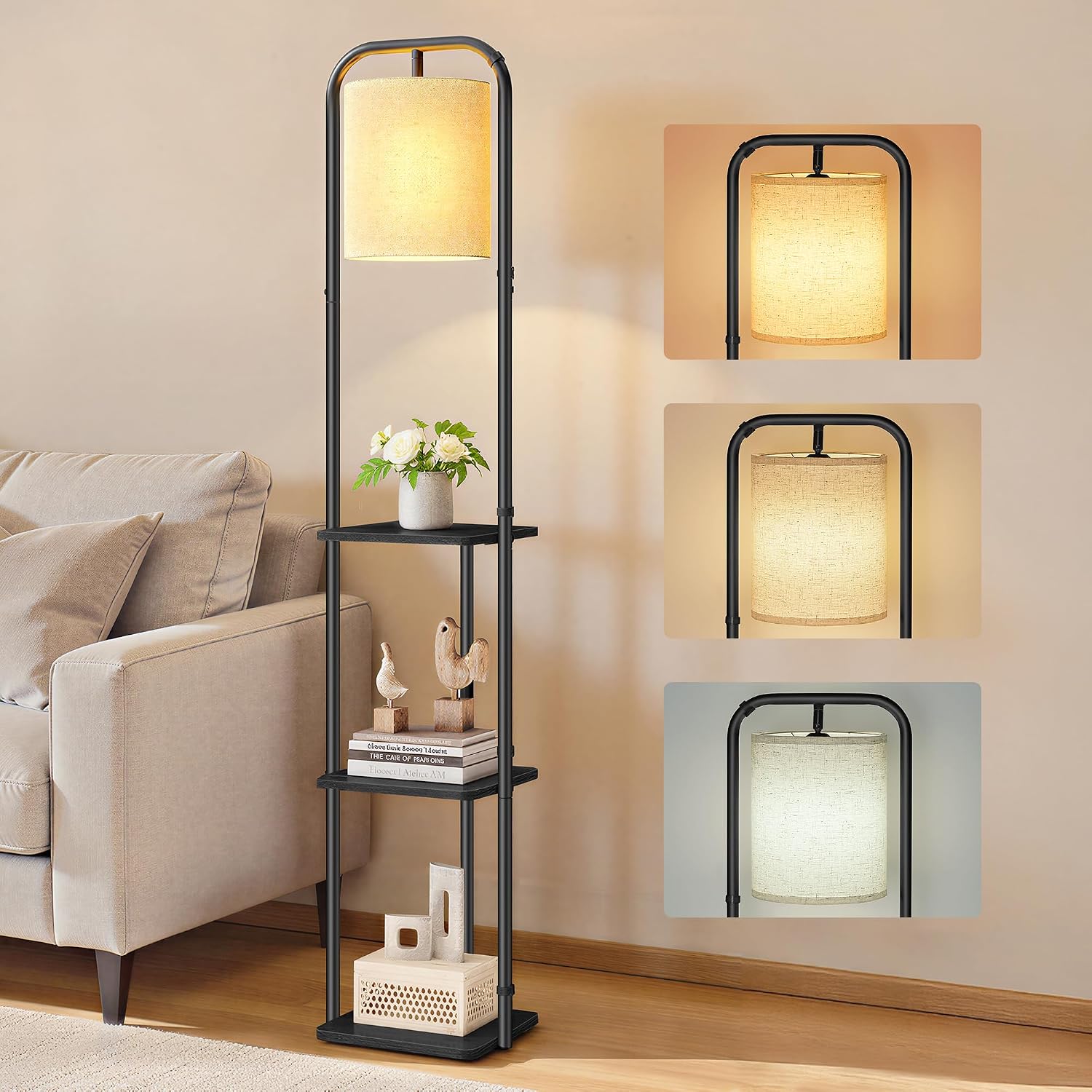 Thumbnail 6 de VASAGLE Beistelltisch mit Lampe 3-in-1 – Tisch, Lampe und Aufbewahrungskorb, mattweiß LFL004WC04