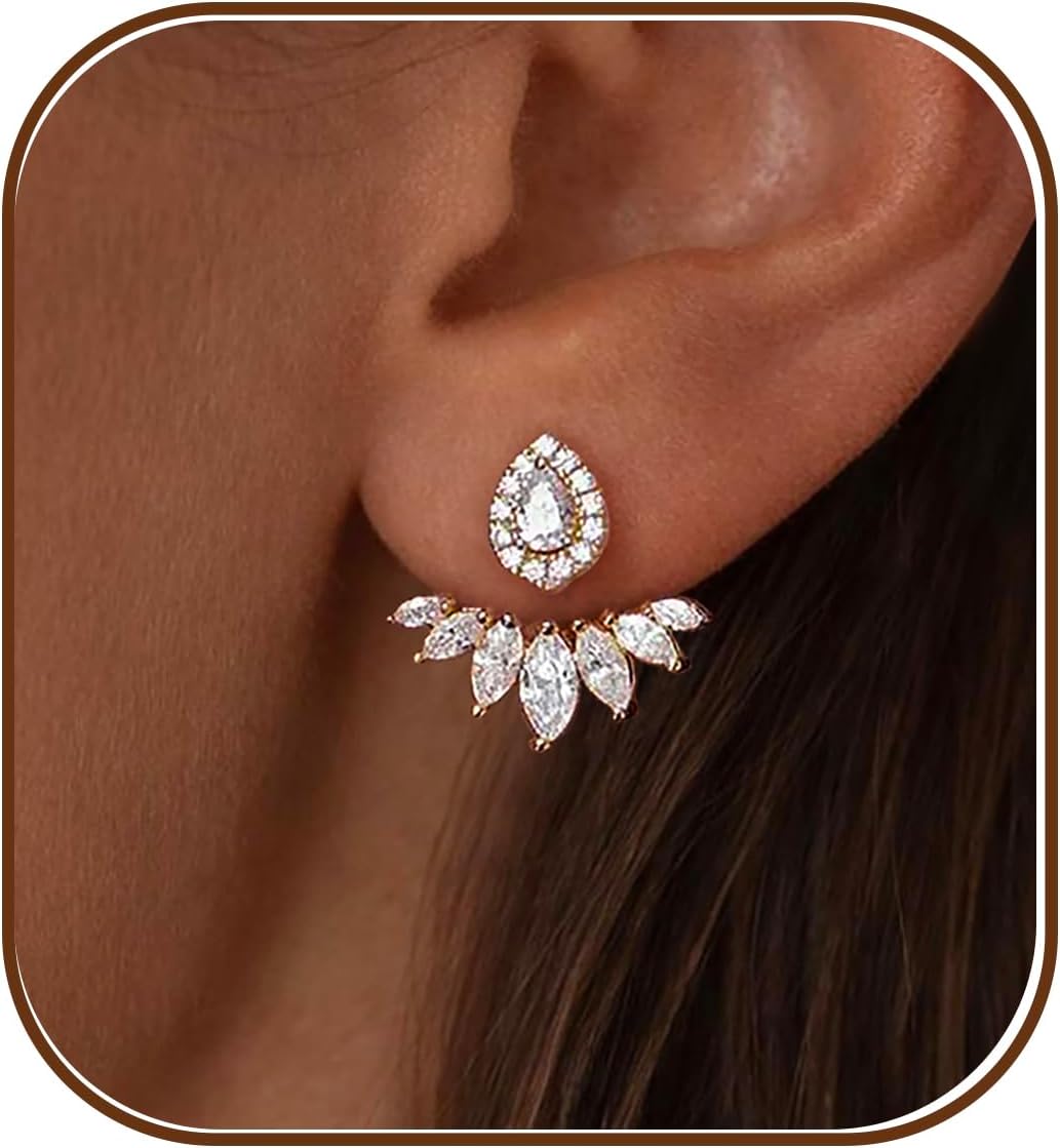 Detalle de BLUEELM Gold Jacket Earrings, 14K Gold-Plated
