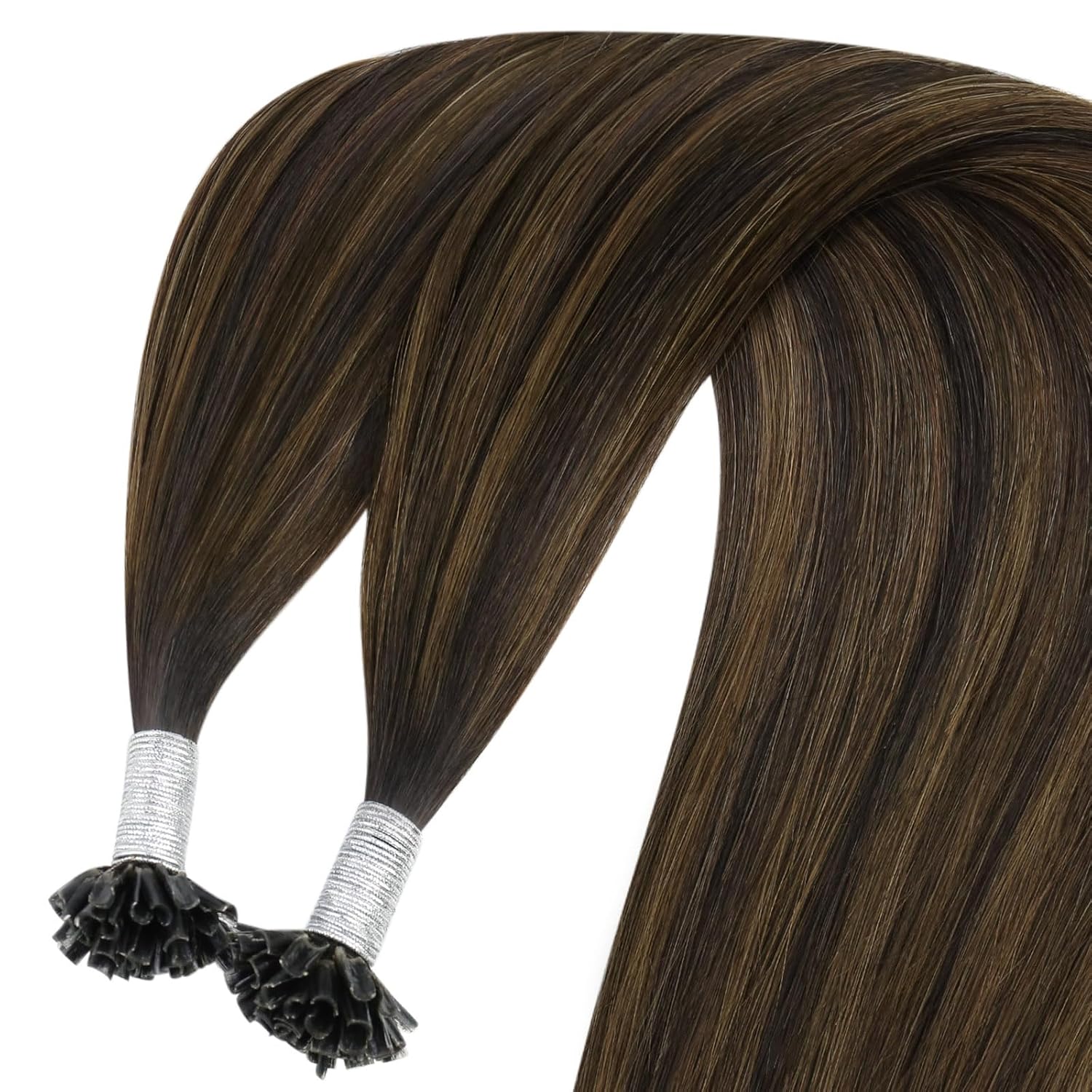 Thumbnail 6 de YoungSee 60 cm Echthaar Extensions U-Tip Bondings Braun Ombre – Natürliche Länge, sanfter Keratinbond