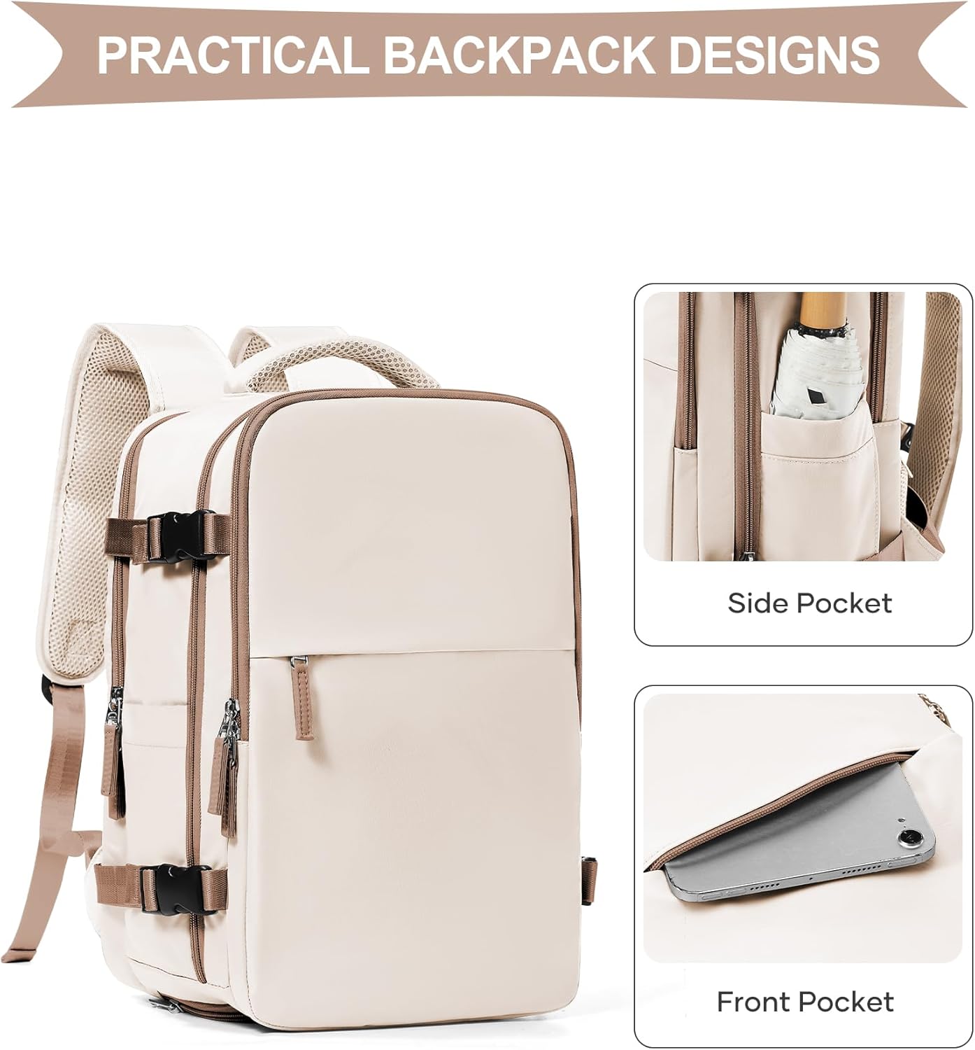 Detalle de SZLX Vakuum Rucksack Ryanair Handgepäck 40x30x20 – vielseitiger Flugbegleiter mit Schuhfach und Laptop 14 Zoll