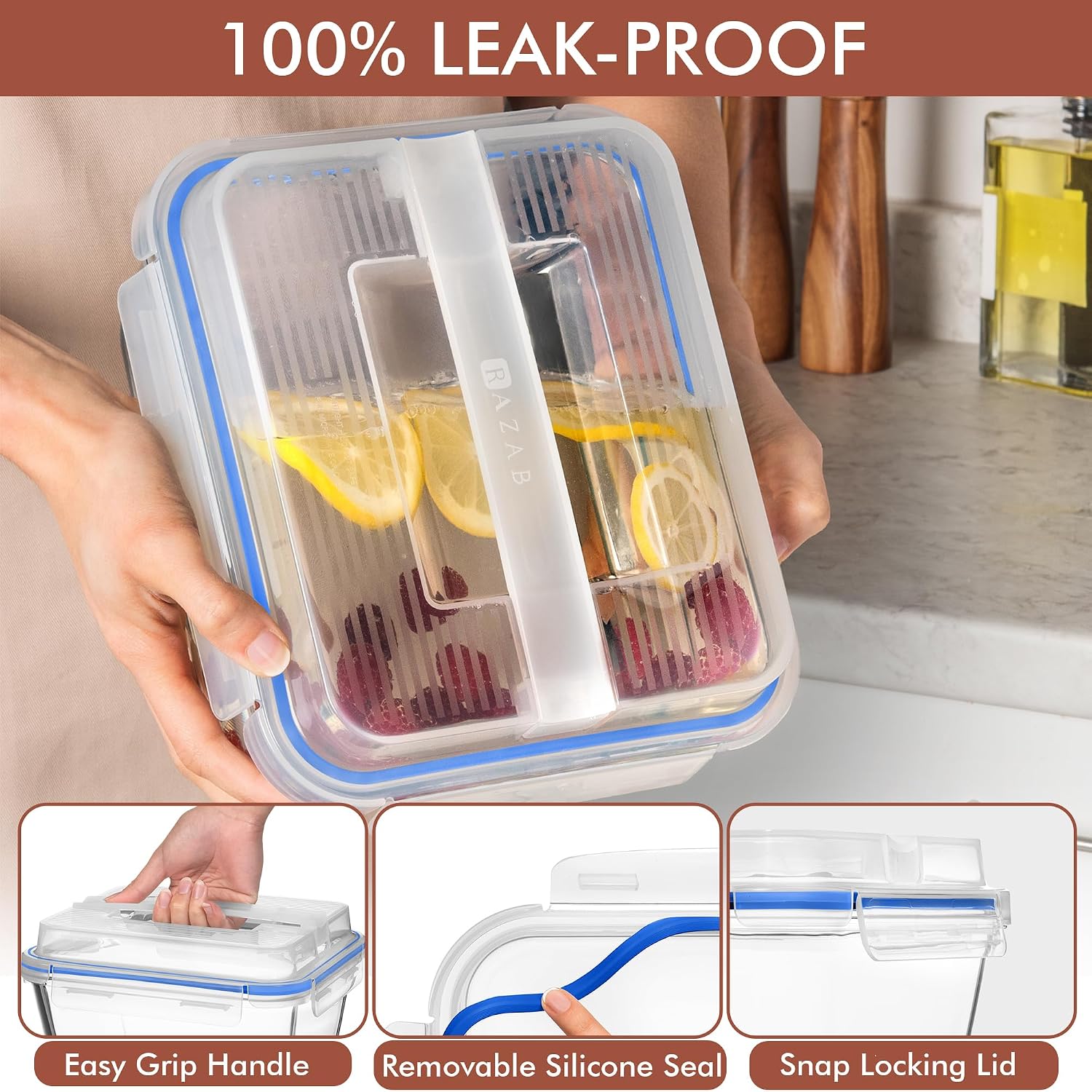 Detalle 2 de Razab Glass Food Storage Container, 2700ml