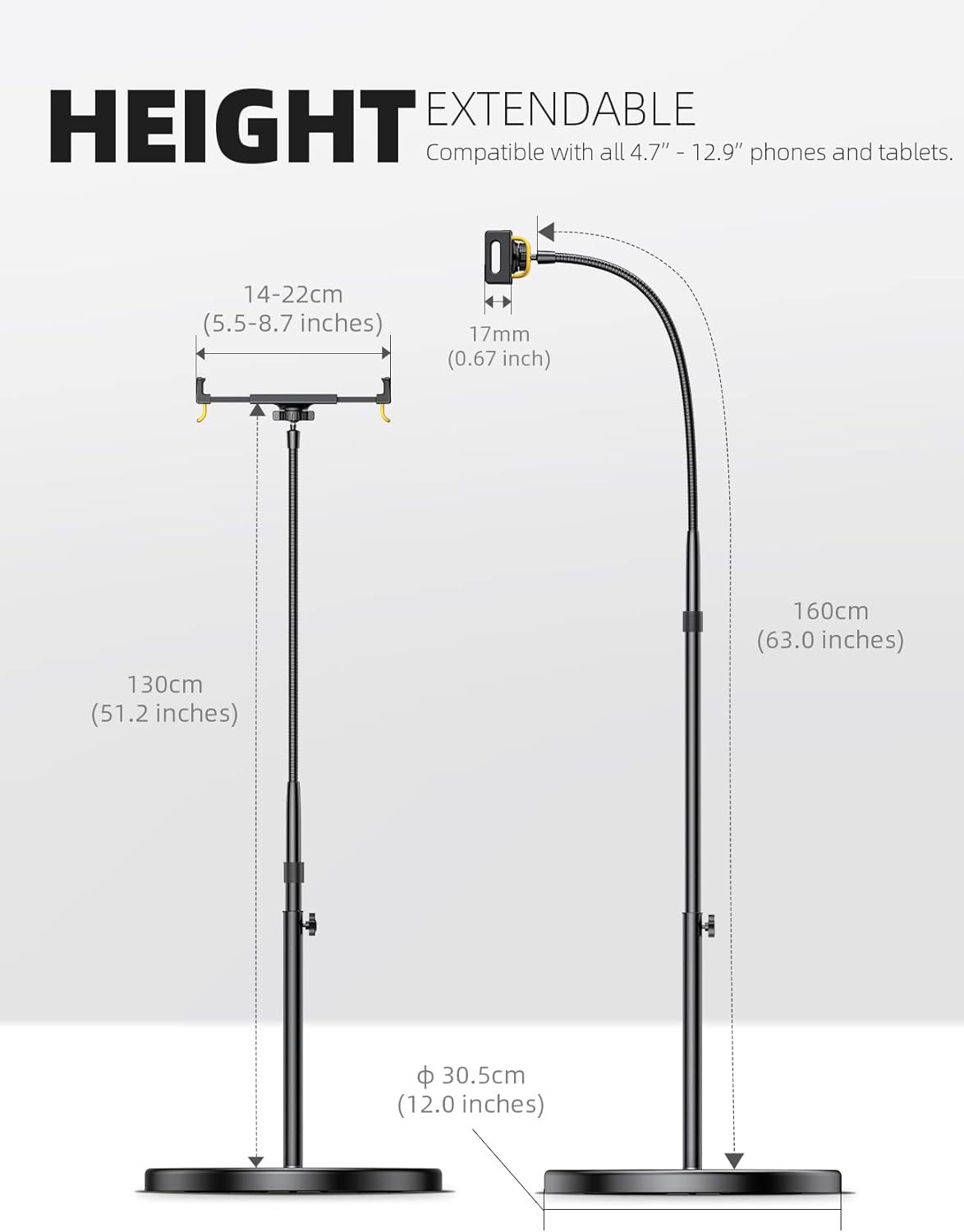 Thumbnail 4 de Lamicall Tablet Floor Stand 63" Adjustable