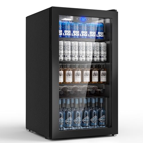 Detalle de Airfish Getränkekühlschrank mit Glasfront 86L – 130 Dosen, verstellbare Regale, flexibel einsetzbar