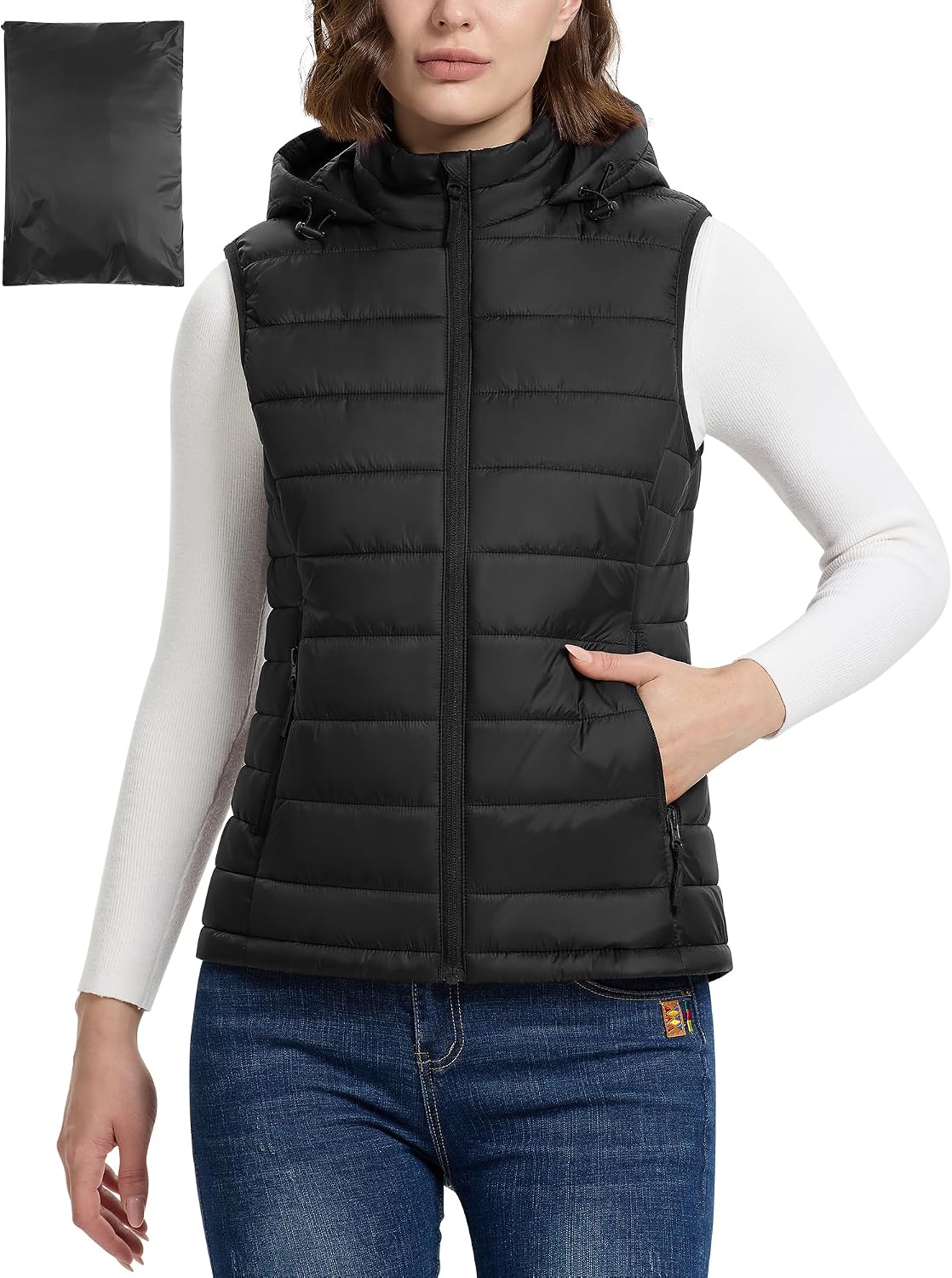 Detalle 2 de Steppweste Damen Outdoor Ventures mit Kapuze