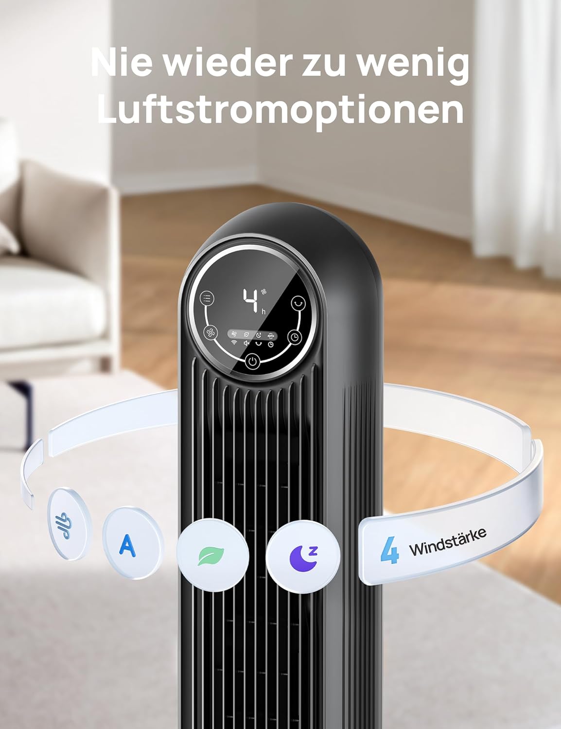 Thumbnail 6 de Dreo Smart Leiser Turmventilator Nomad One S mit App, Sprachsteuerung & 90°-Oszillation