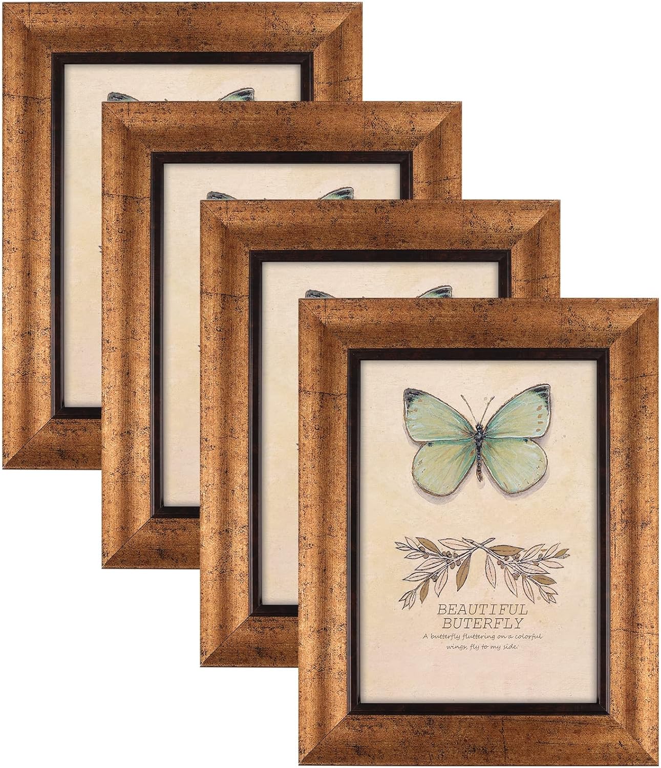 Thumbnail 6 de 4 Pack 7x5 Picture Frames with Matted 4x6 and 5x7 Display – Wood Grain Farmhouse Rustic Frames