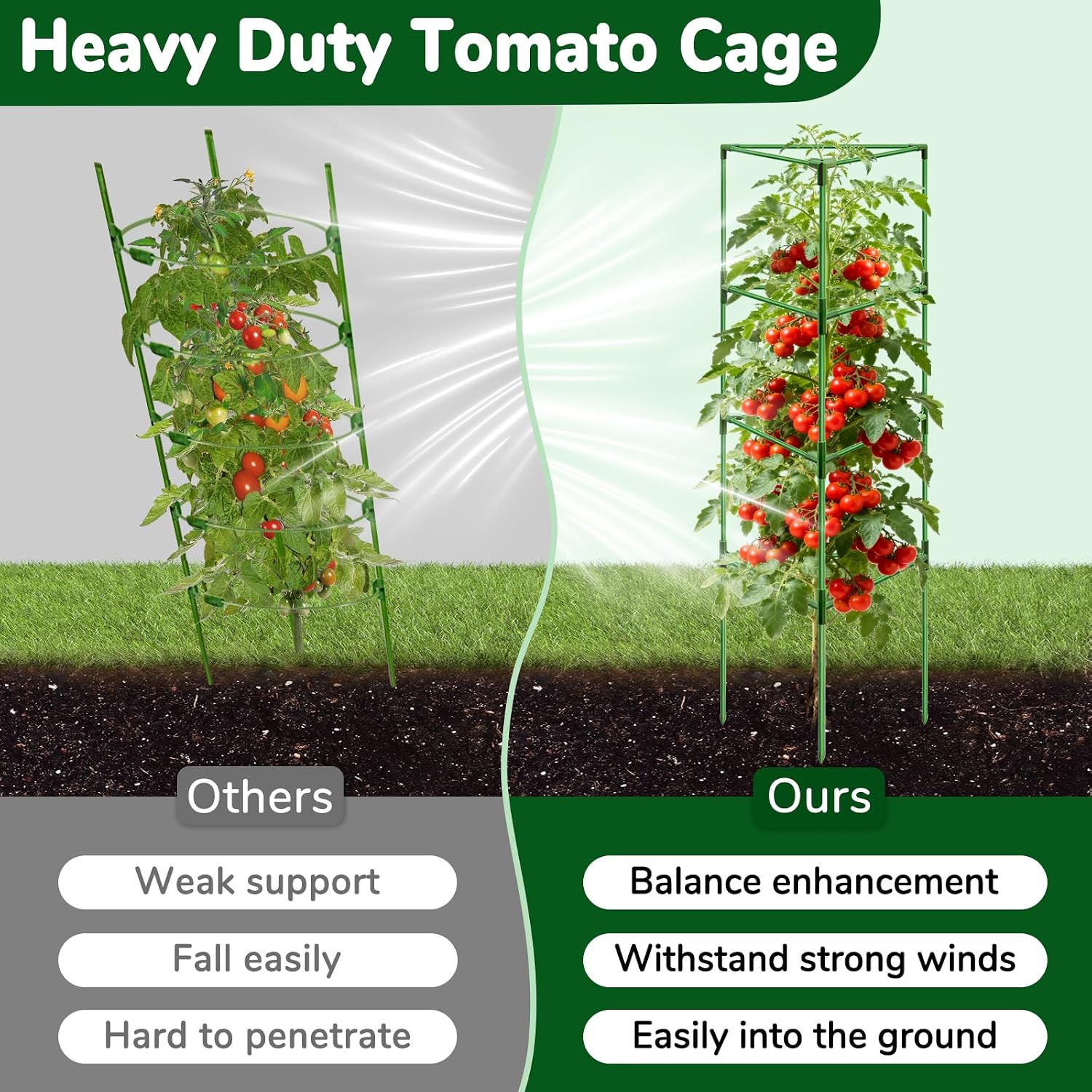 Detalle de ZeeDix Tomato Cage Set 65-Inch