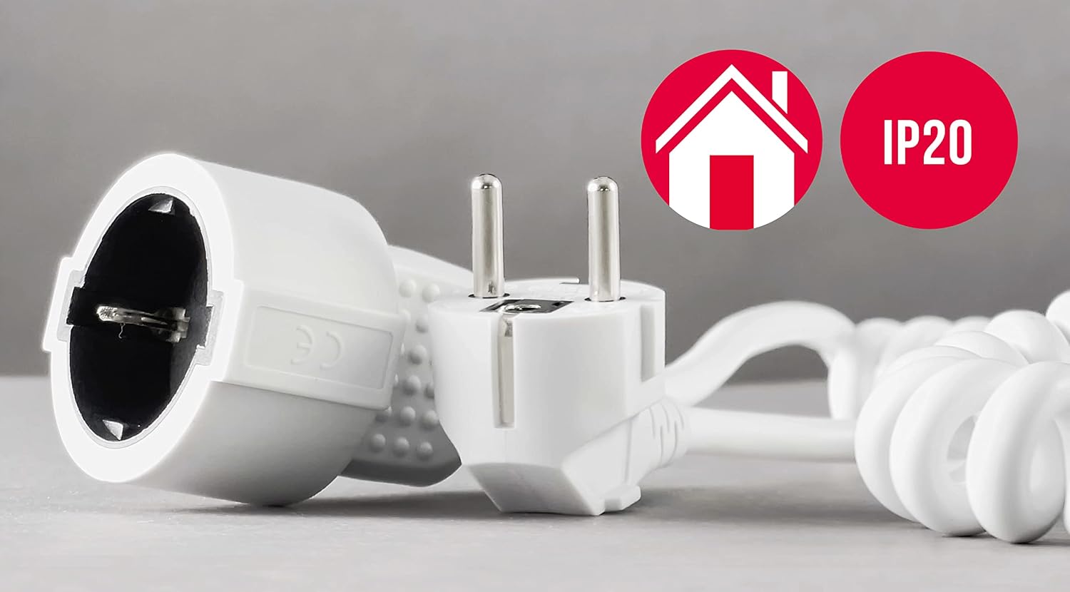 Detalle de as - Schwabe Spiralleitung: 2 m ausziehbar auf 4 m mit Schutzkontaktstecker und -kupplung, IP20, 230 V, 16 A, weiß (70426)