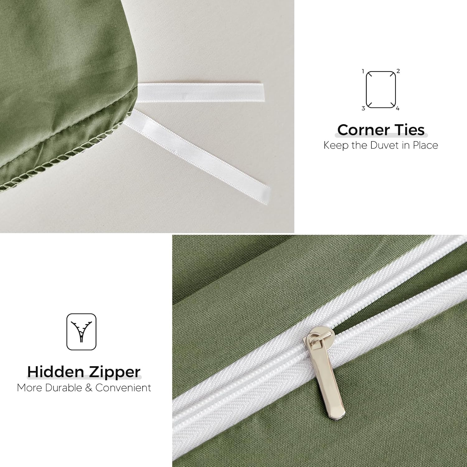 Thumbnail 6 de Tokokimo King Size 4-Piece Olive Green Bedding Set