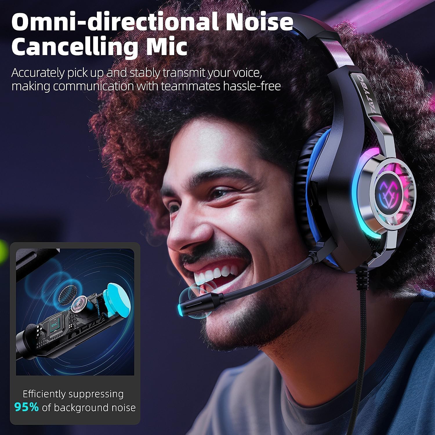 Thumbnail 4 de Gaming Headset for PC, PS5, Switch, and Mobile with Noise-Canceling Mic and Deep Bass Stereo Sound