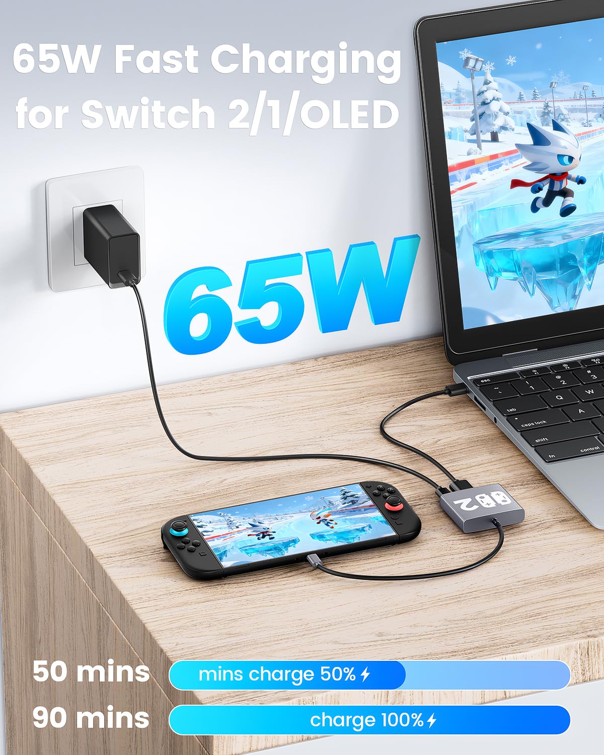 Detalle de Bemkiru 4-in-1 Switch 2 Dock Set