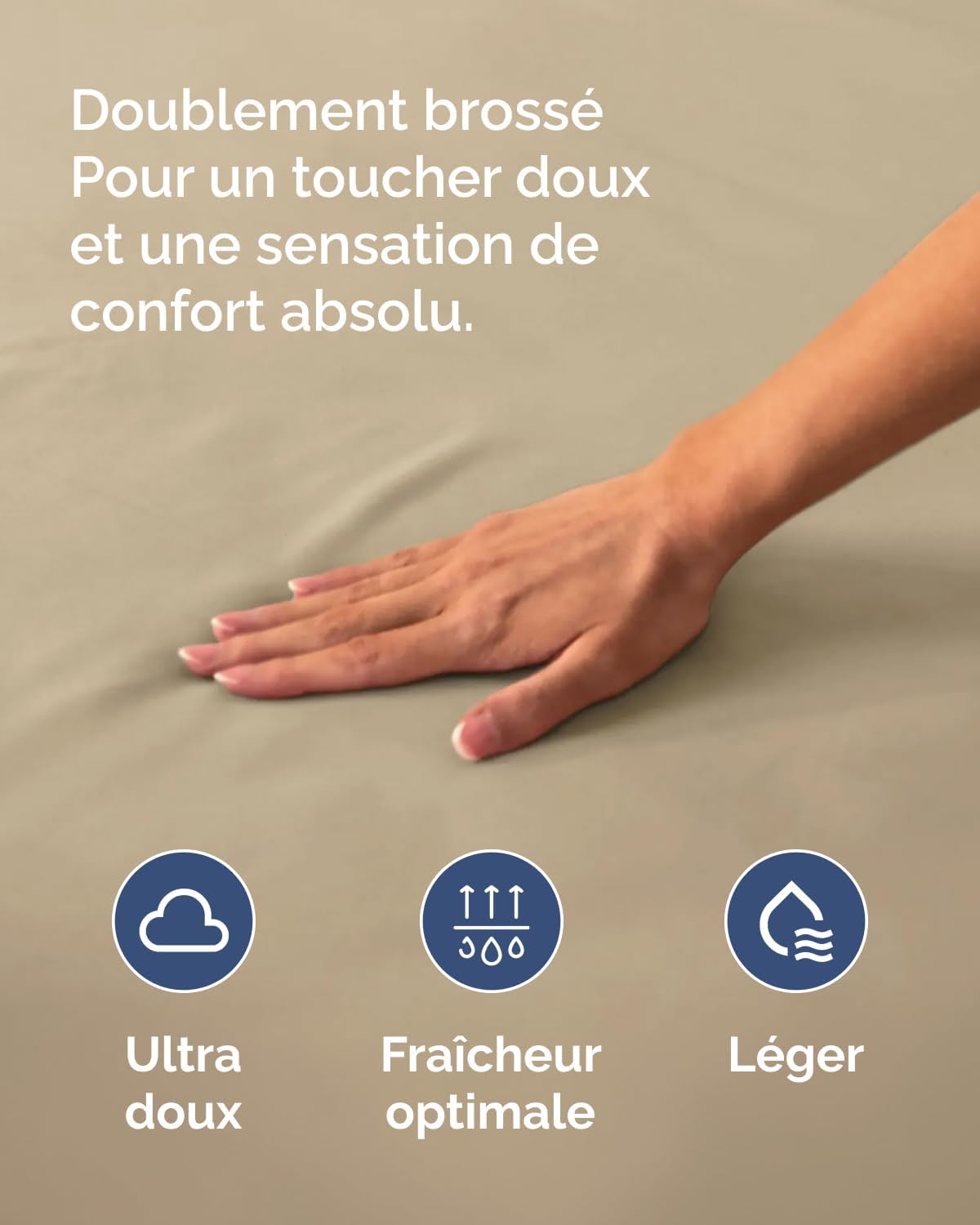 Thumbnail 4 de Drap Housse 120x200 cm avec bonnet 40 cm extra profond en microfibre brossée — Beige