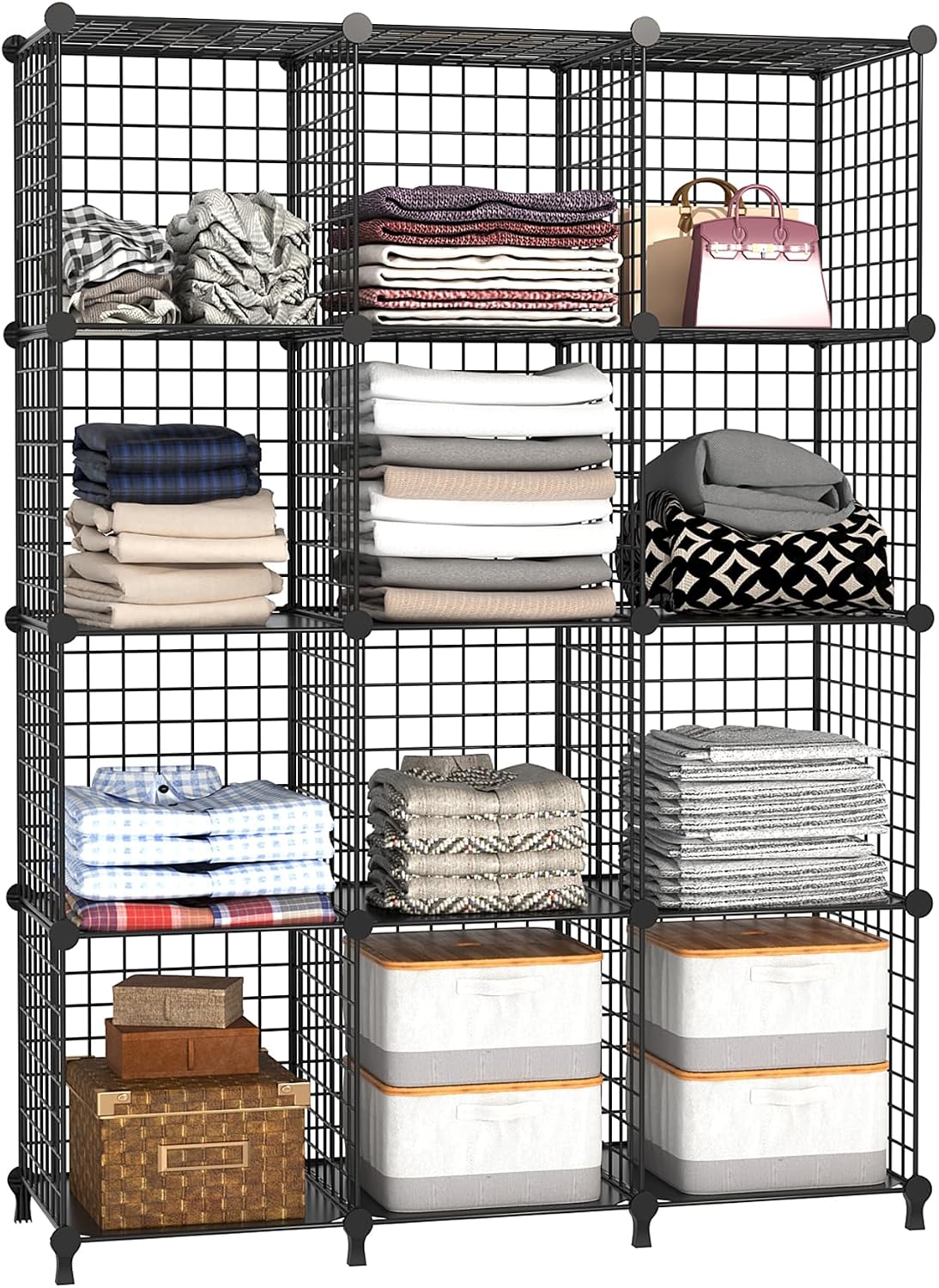Thumbnail 4 de AWTATOS USCIH12BE 12-Cube Wire Storage Shelf, Stackable Black Metal