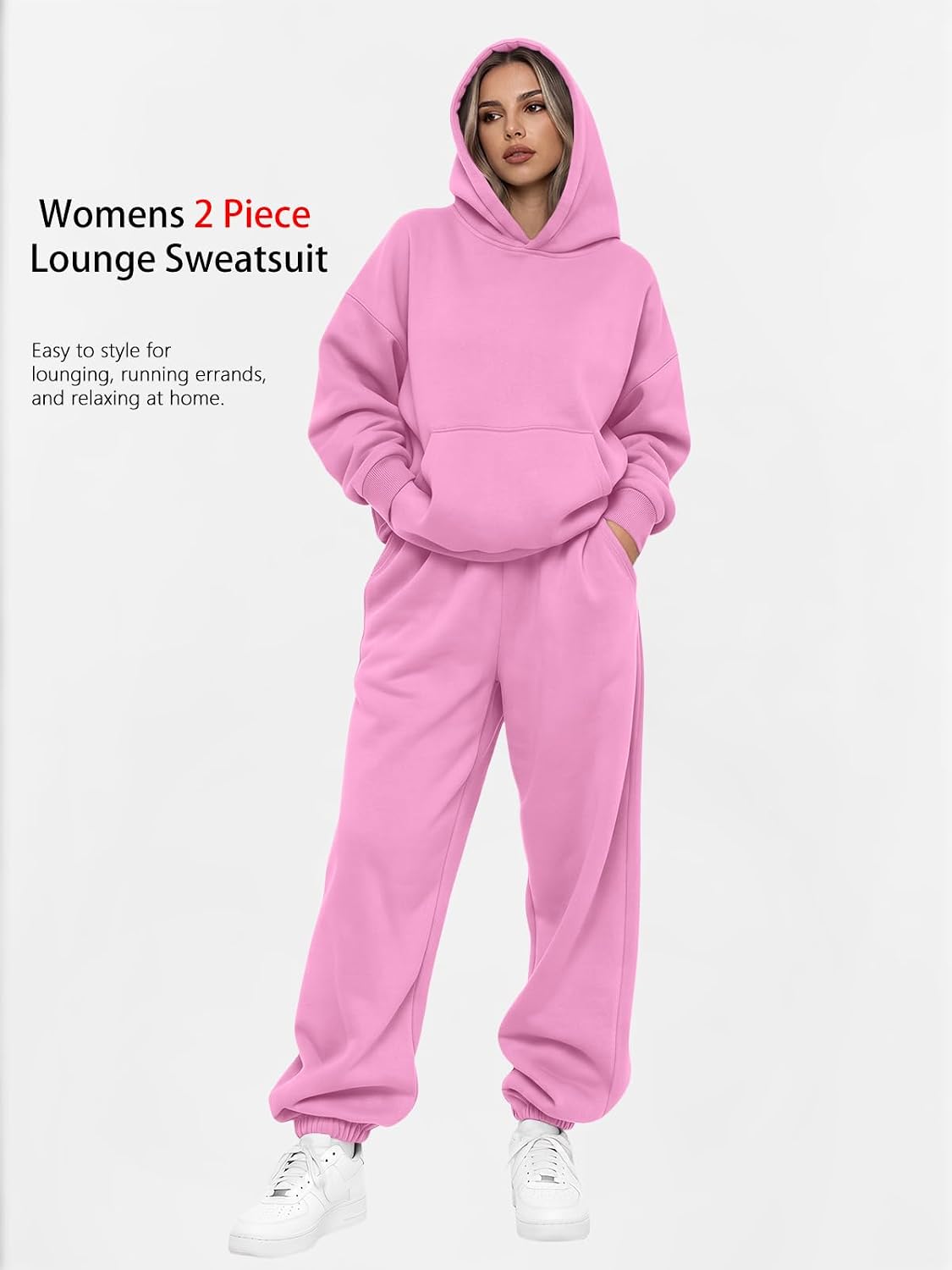 Detalle 2 de AUTOMET Women's 2-Piece Lounge Sweat Set with Oversized Hoodie and Pocket Joggers