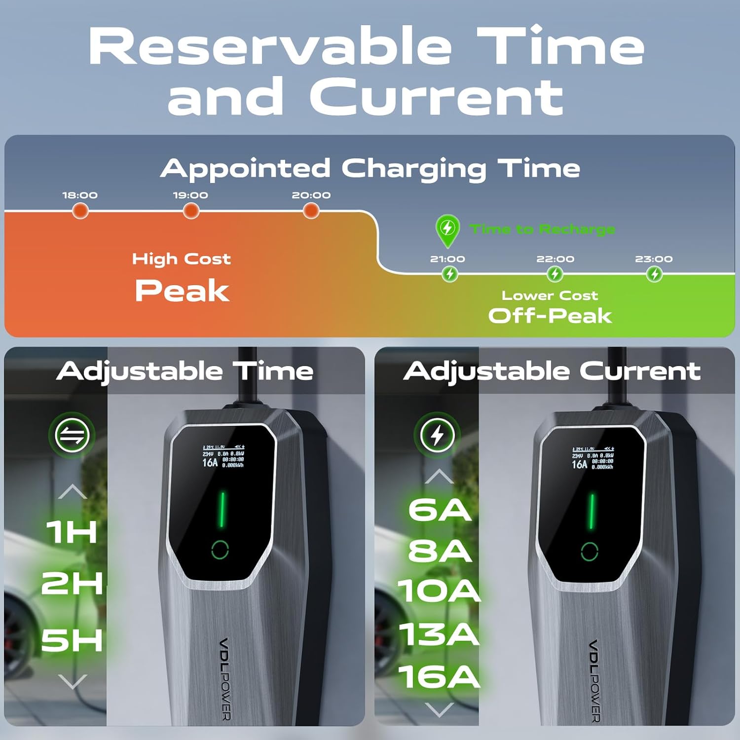 Thumbnail 4 de VDLPOWEREU EV Charger 11kW Type 2 (6–16A) with 5m cable, LCD, IP65