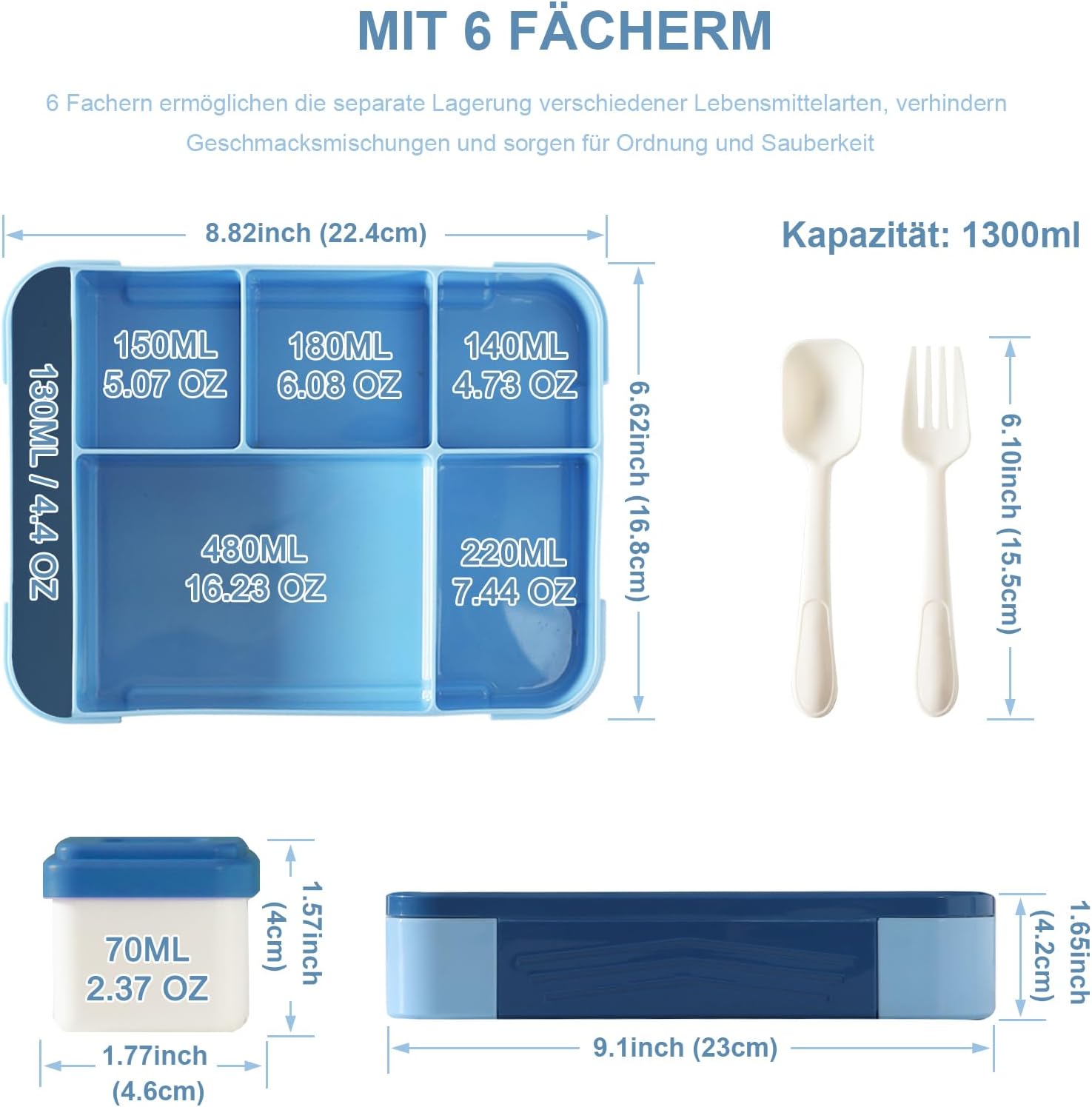 Thumbnail 1 de Swicken Brotdose Kinder mit Fächern – 1300 ml, auslaufsicher, mikrowellen- und spülmaschinengeeignet