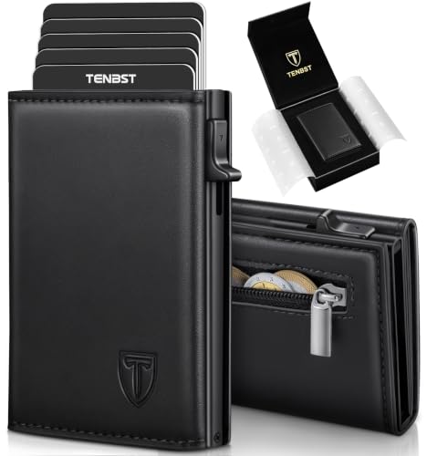 Detalle de TENBST Portafoglio Da Uomo: design ultrasottile con blocco RFID e scomparti intelligenti