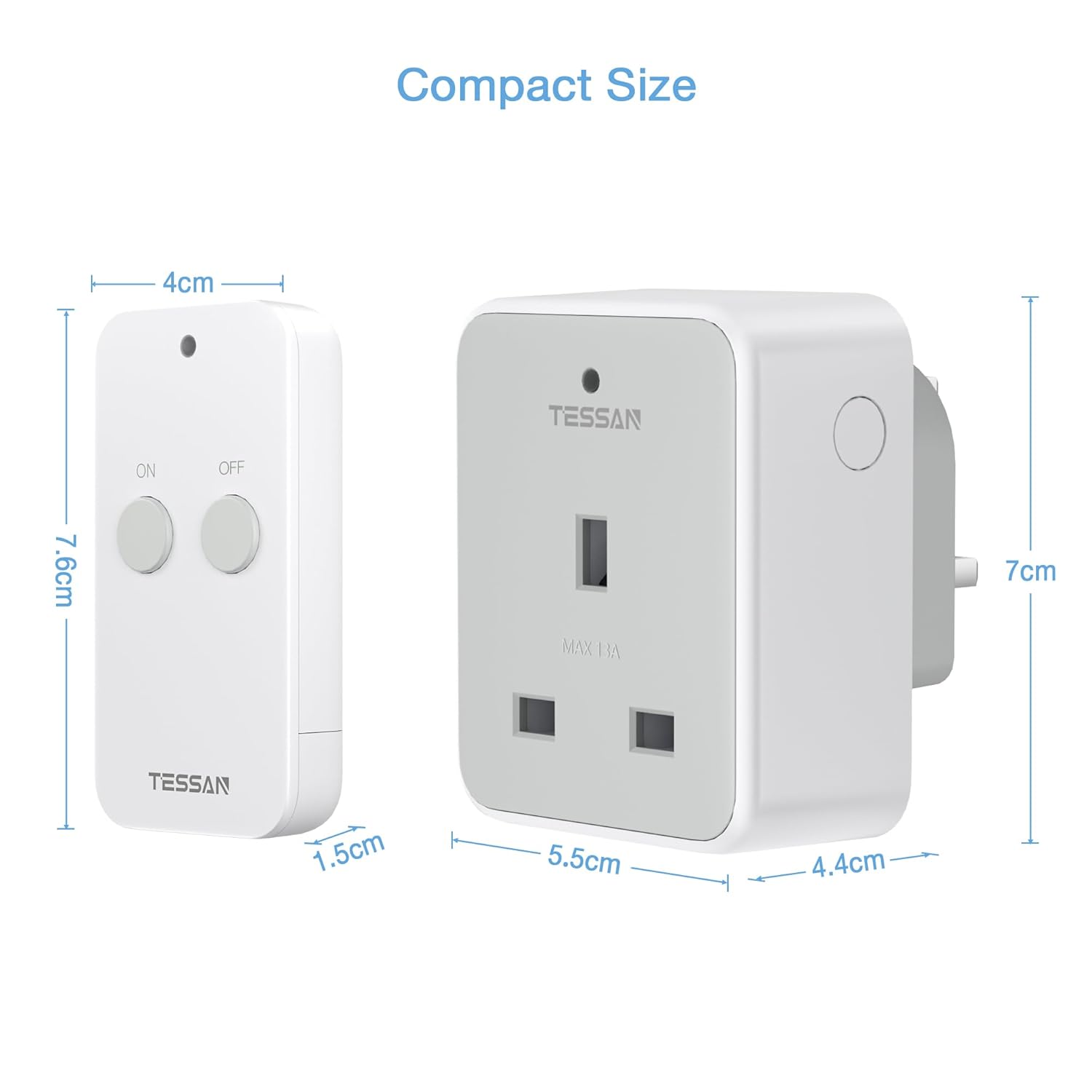 Thumbnail 6 de TESSAN Remote Control Plug Socket UK with 30m range – programmable wireless smart plug for home appliances