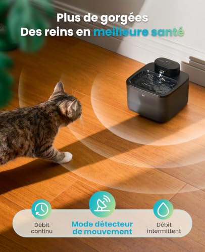 Detalle de oneisall Fontaine à Eau pour Chat sans Fil 2,2 L – SilentFlow et autonomie longue